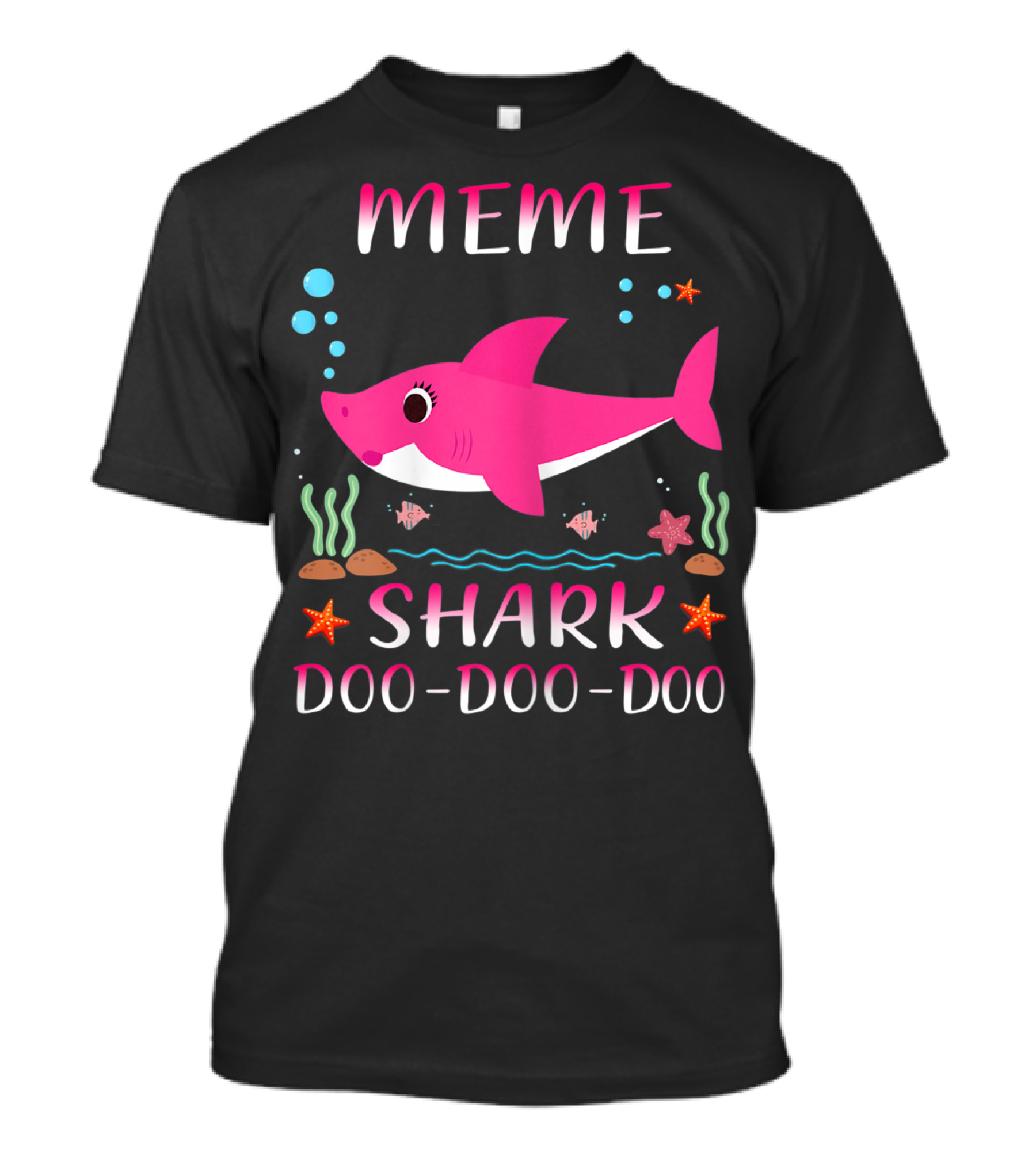 Meme Shark Doo-Doo-Doo Pink Cartoon T-Shirt