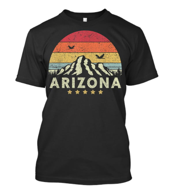Arizona Retro Mountain And Sunset With Stars T-Shirt