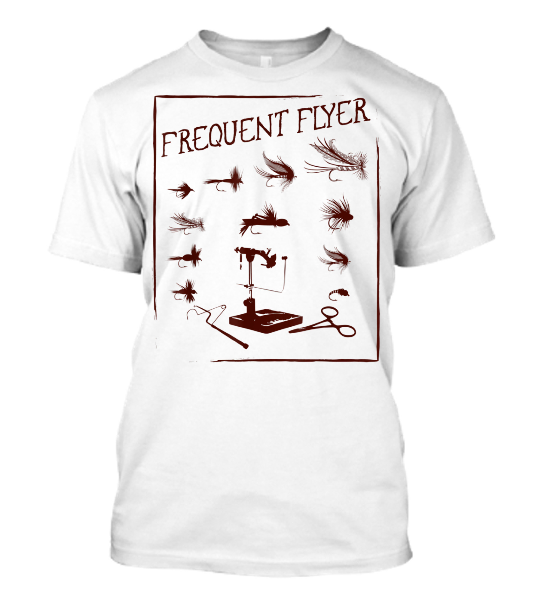 Frequent Flyer Fly Fishing Tying Gear And Flies Sketch T-Shirt