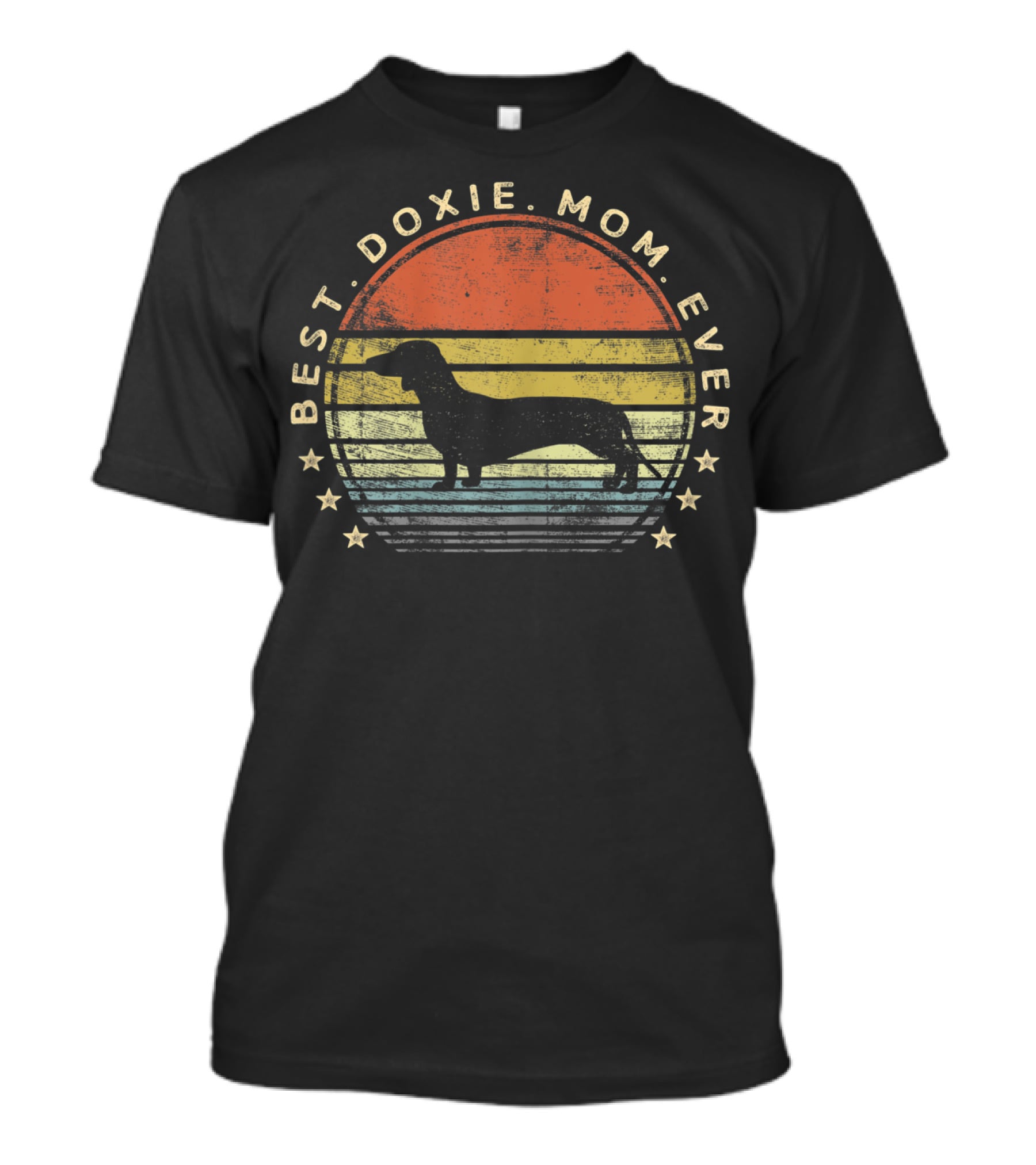 Best Doxie Mom Ever Retro Dachshund Silhouette Vintage Sunset T-Shirt