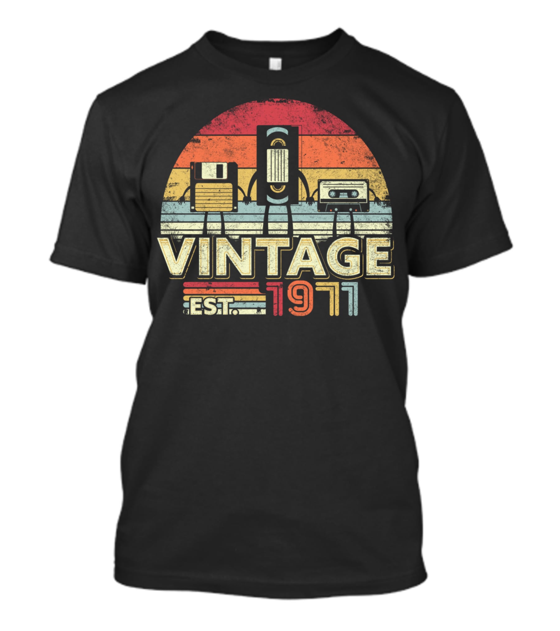 Vintage 1971 Est. Cassette Floppy Disk T-Shirt