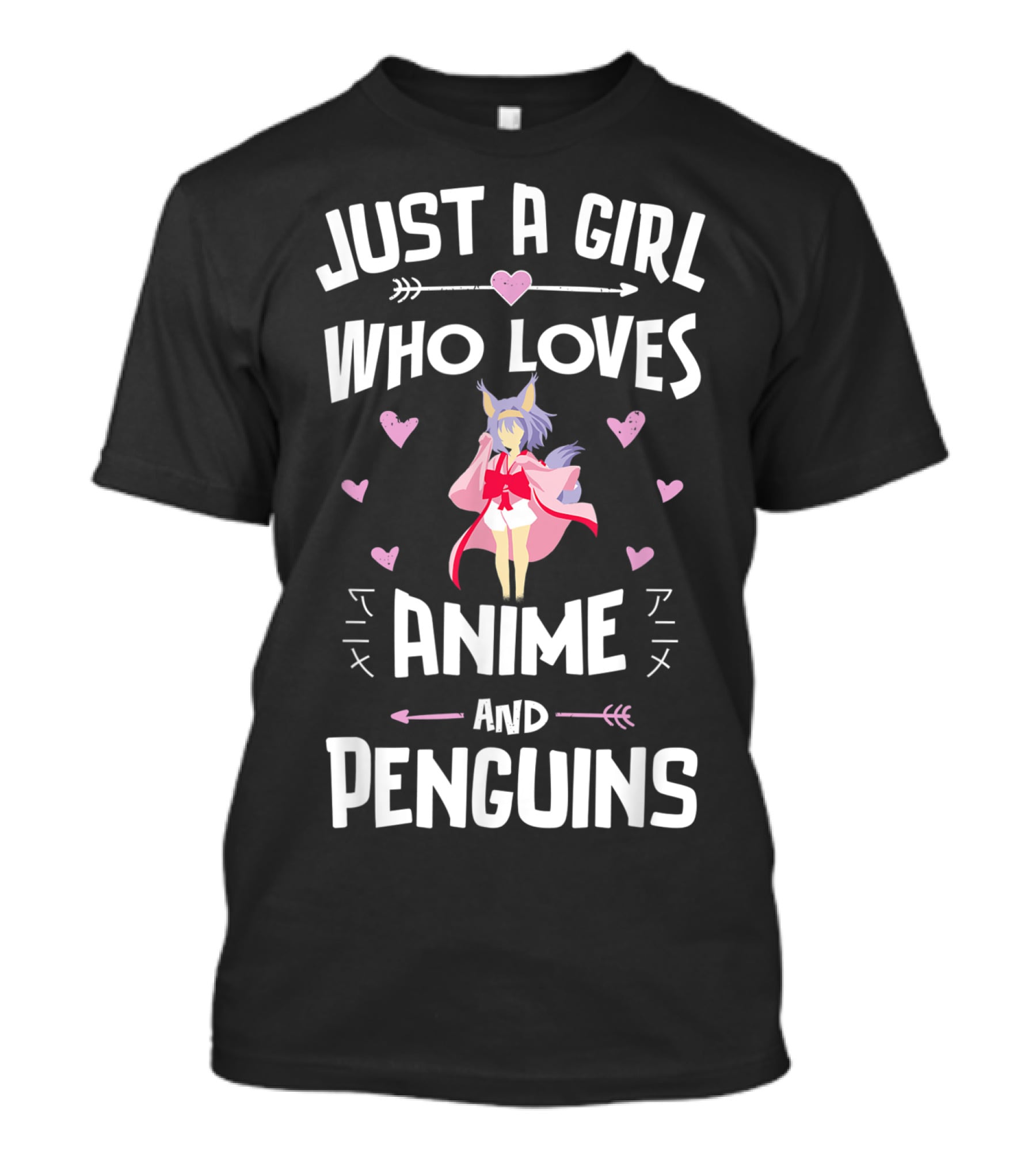 JUST A GIRL WHO LOVES ANIME AND PENGUINS T-Shirt