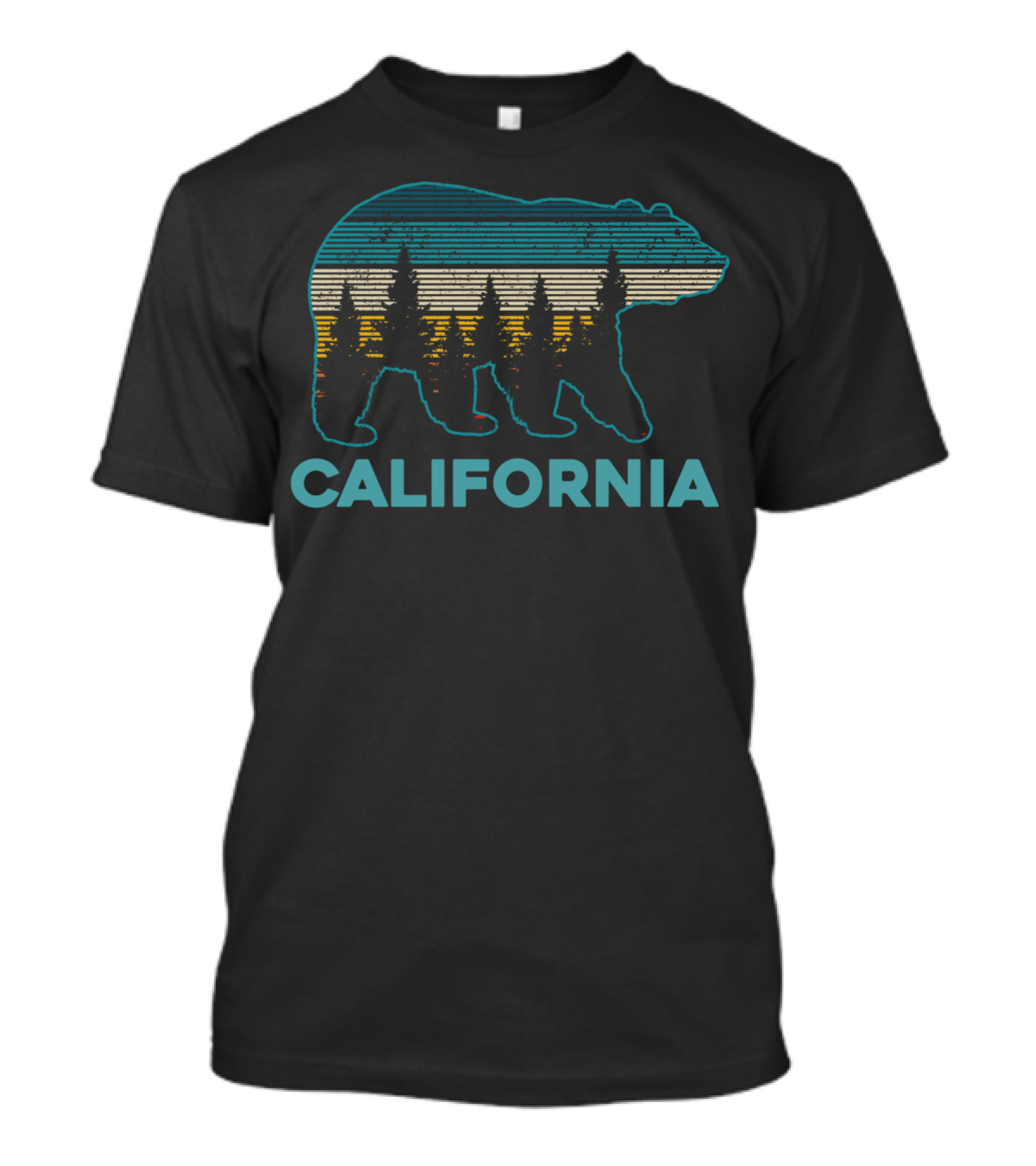 California Bear Vintage Nature Hiking Retro Sunset Forest T-Shirt