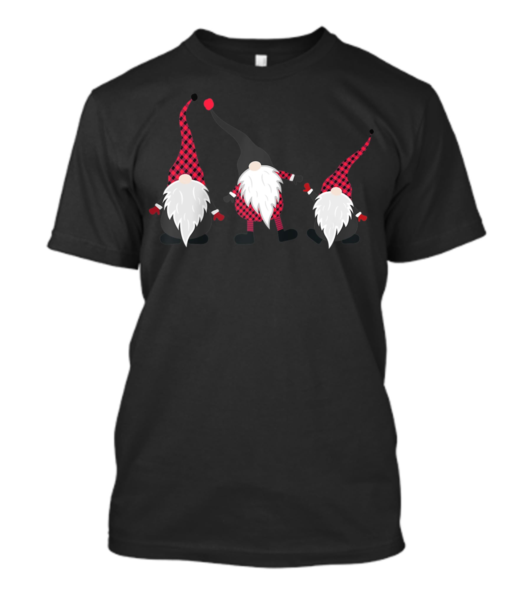 Christmas Gnome Plaid Hat Festive Trio T-Shirt