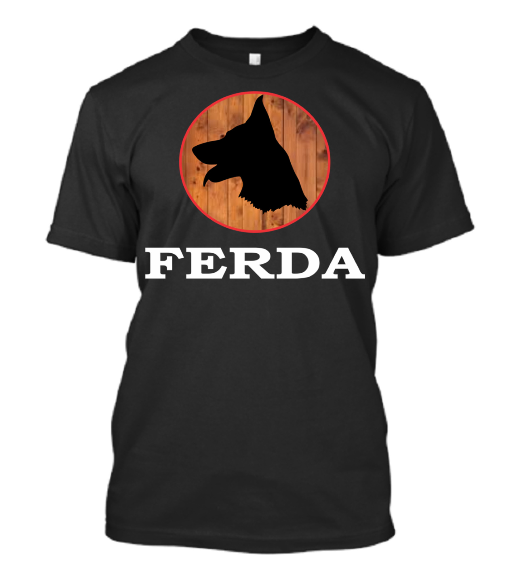 Ferda Dog Silhouette On Wood Background T-Shirt