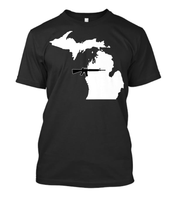 Michigan Shape With Tactical Gun T-Shirt