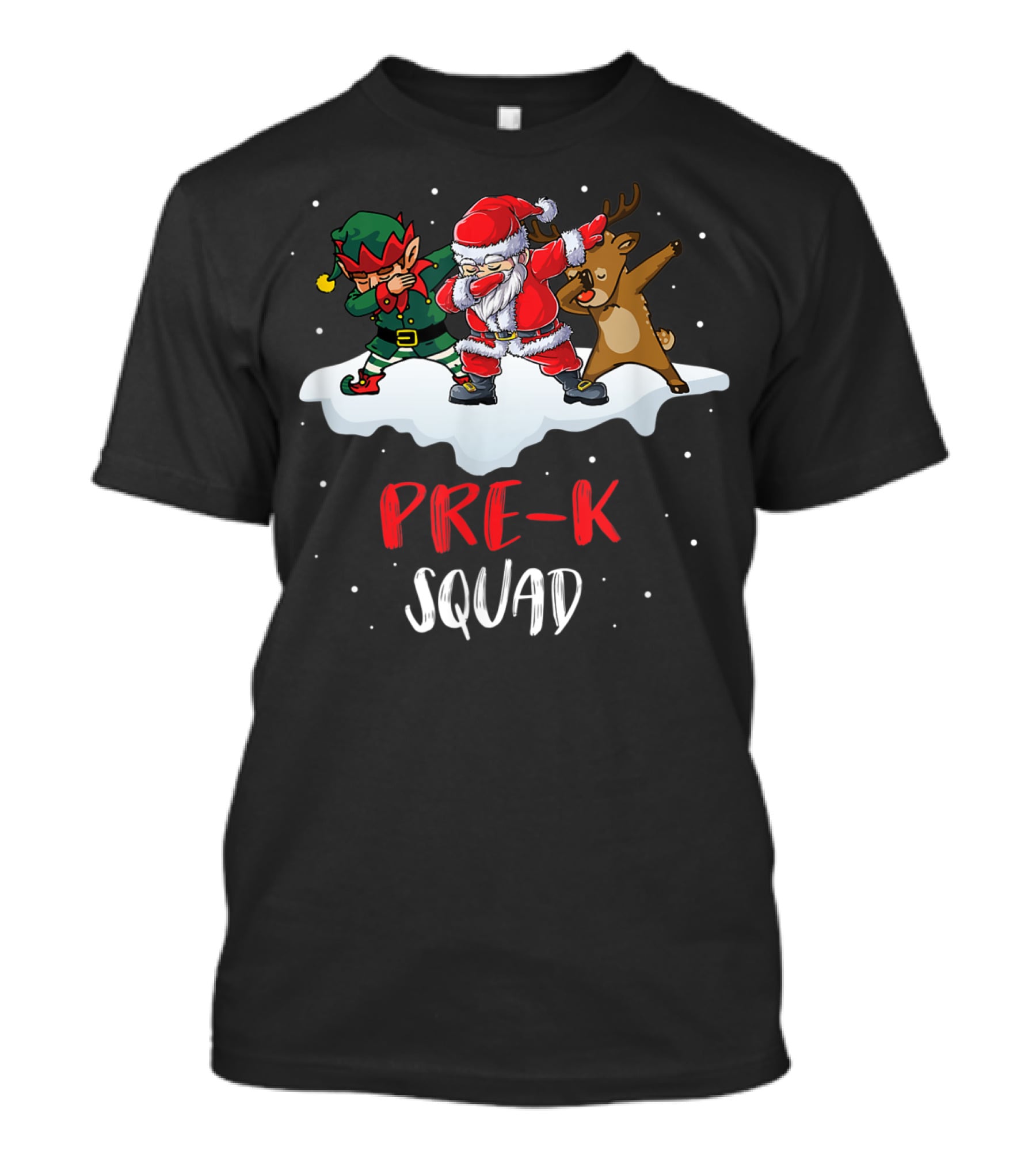 Pre K Squad Santa Elf Reindeer Dabbing T-Shirt