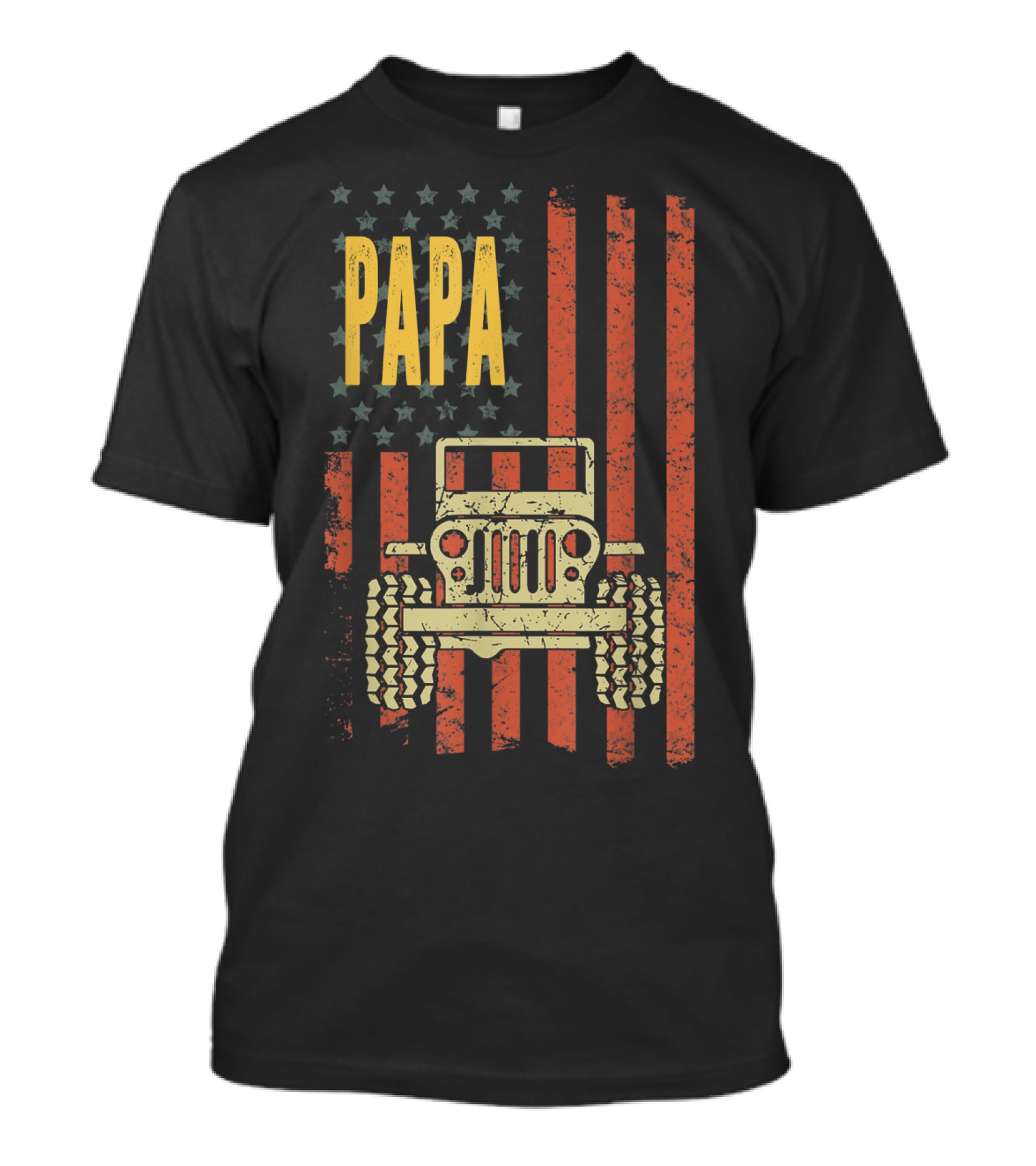 Papa American Flag Vintage Jeeps T-Shirt