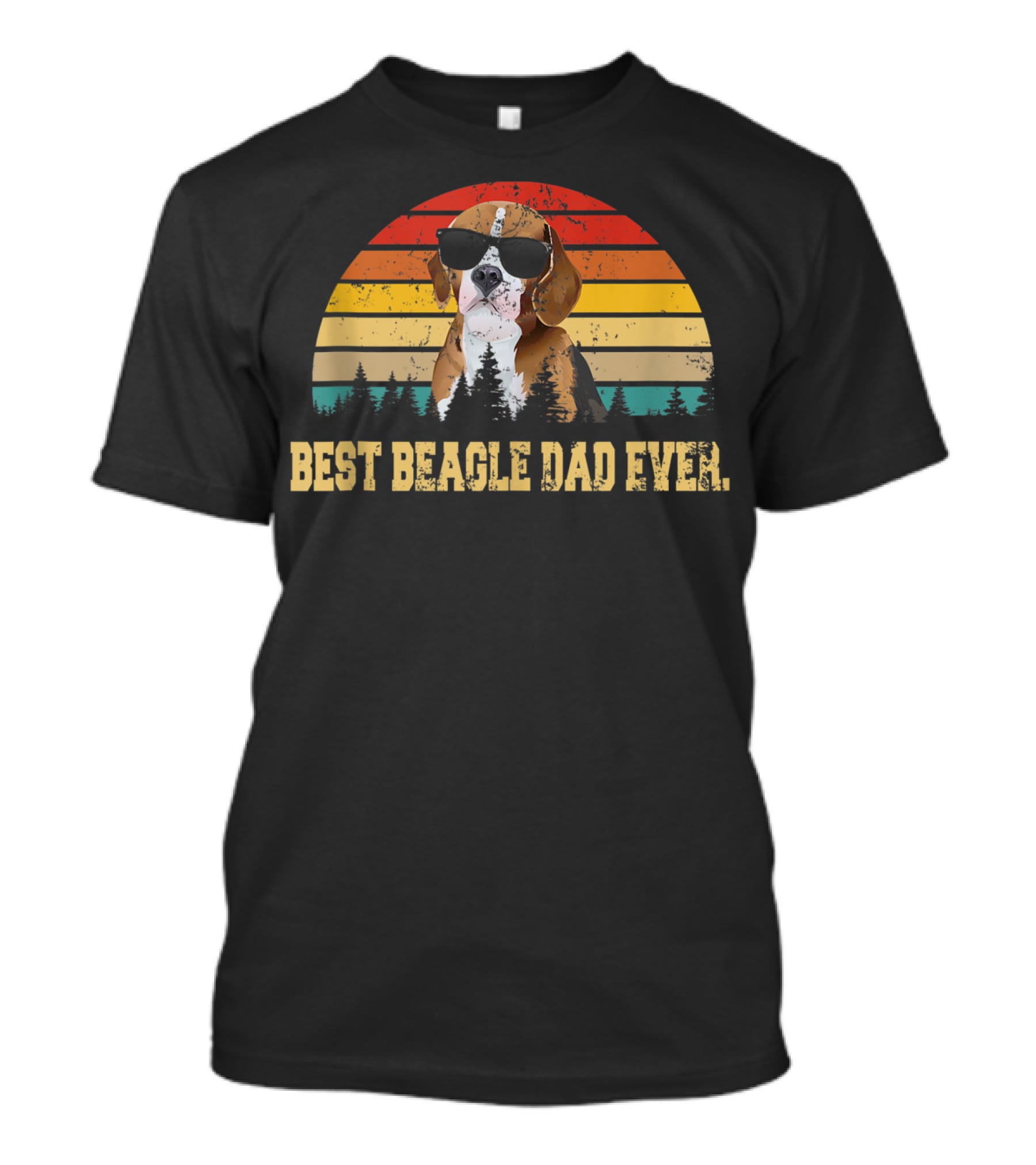 Best Beagle Dad Ever Retro Sunset Fathers Day T-Shirt