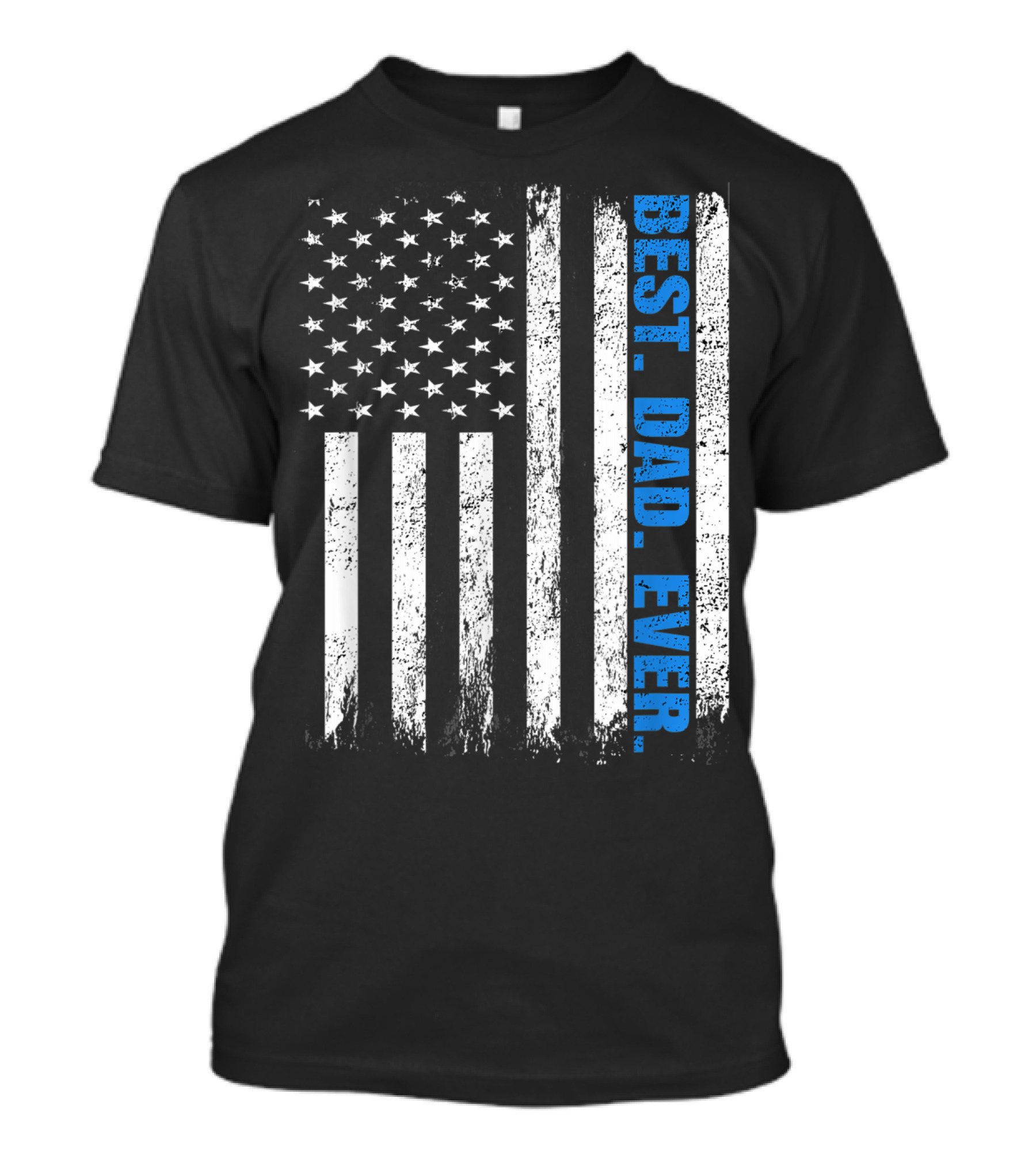Best Dad Ever USA Flag Fathers Day Police Thin Blue Line T-Shirt