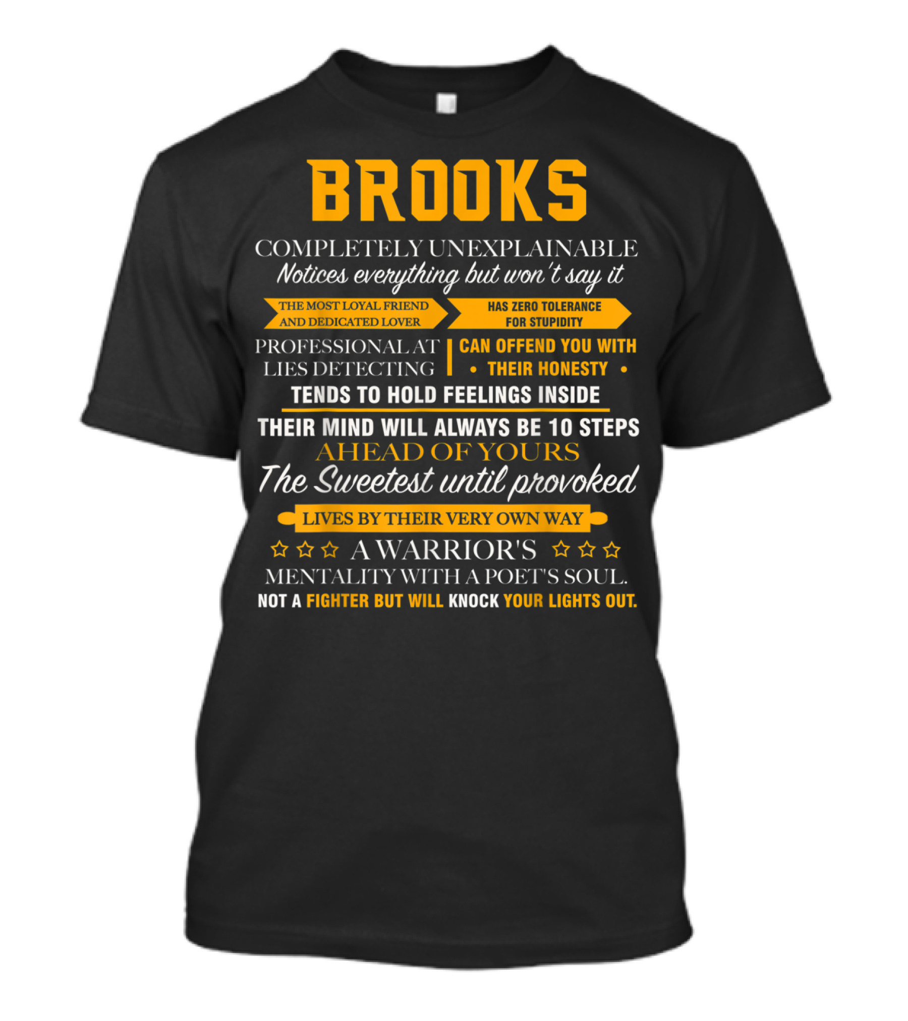 BROOKS Completely Unexplainable Notice Everything Loyal Friend Lover Honest Warrior Poet T-Shirt