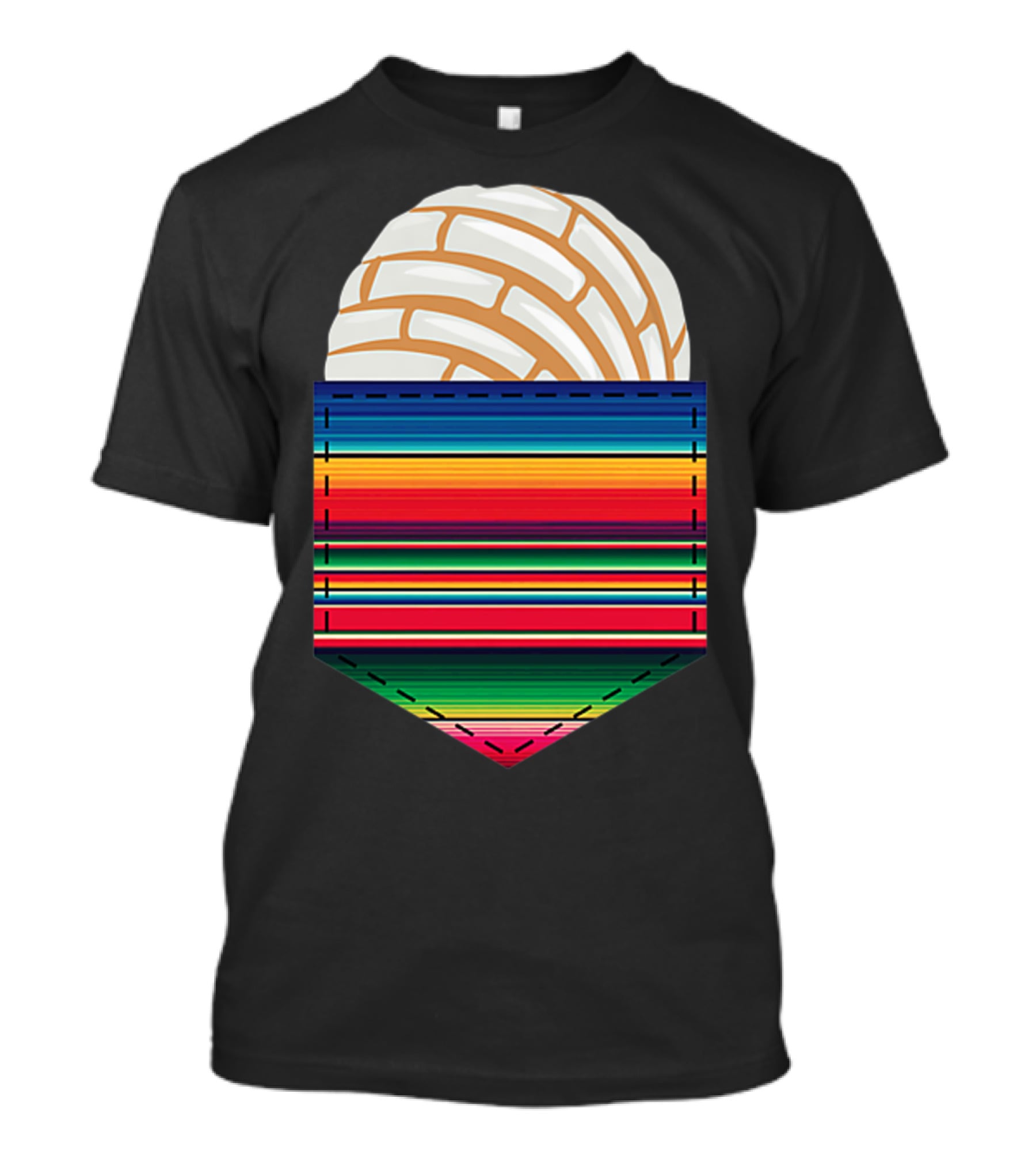 Colorful Serape Pocket White Concha T-Shirt