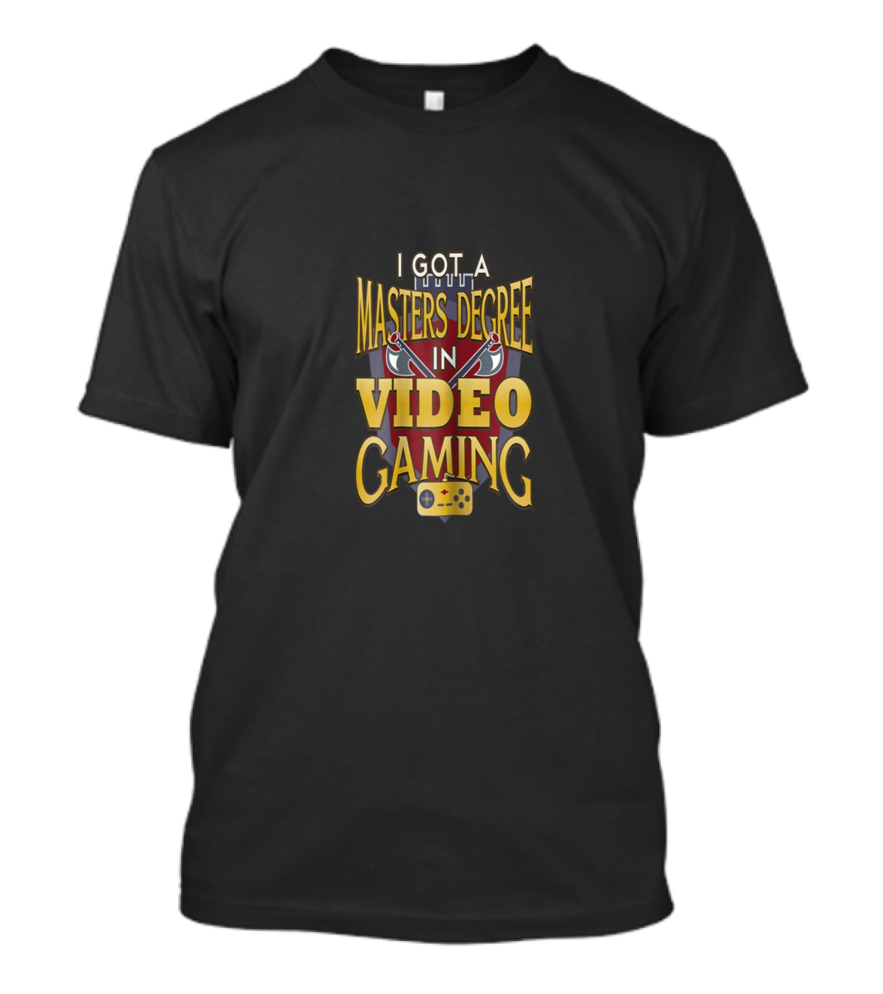 I Got A Masters Degree In Video Gaming With Game Controller Icon And Medal Ribbon Graphics T-Shirt