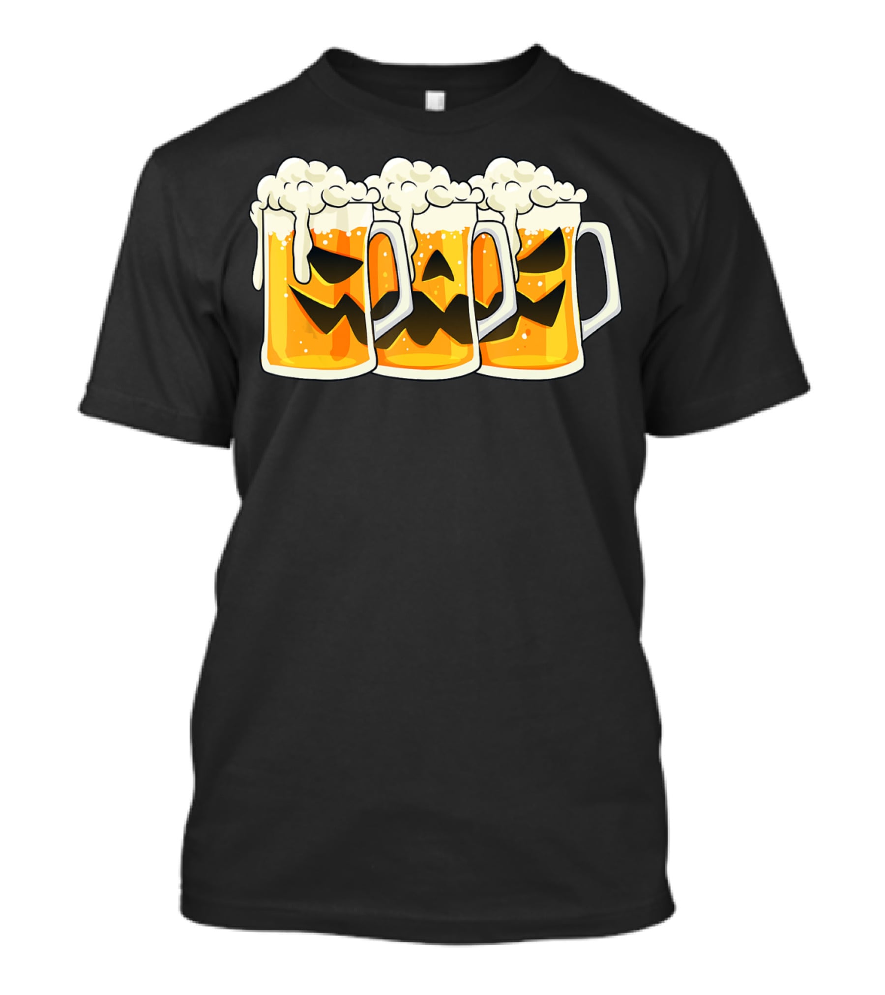 Halloween Jack O Lantern Beer Mug Faces T-Shirt