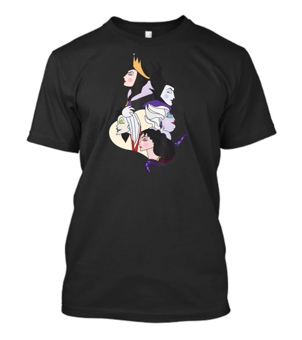 Disney Villains Side Profile Group Shot With Queen And Witch Characters T-Shirt
