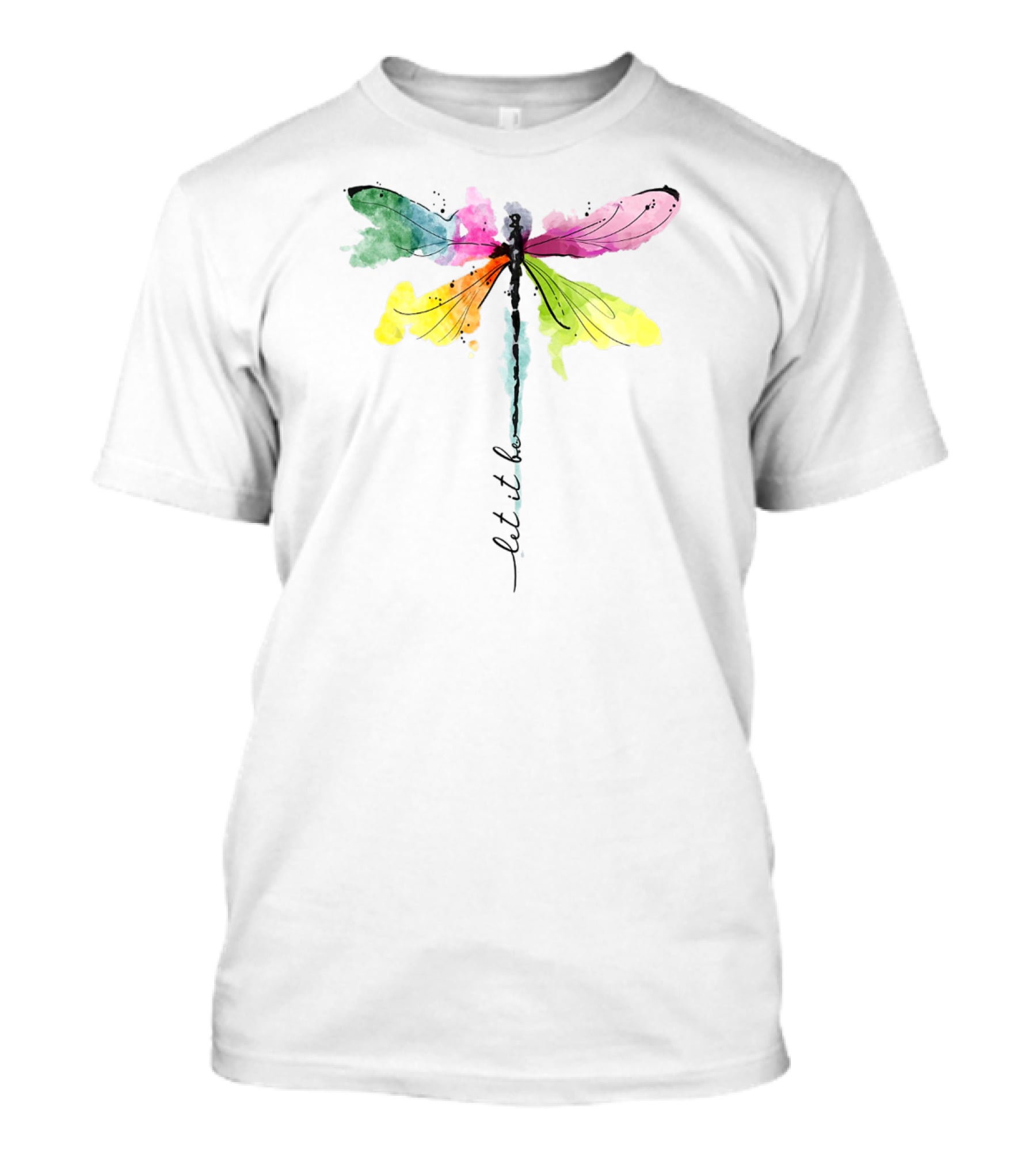 Let It Be Dragonfly Hippie Be Watercolor Peace T-Shirt