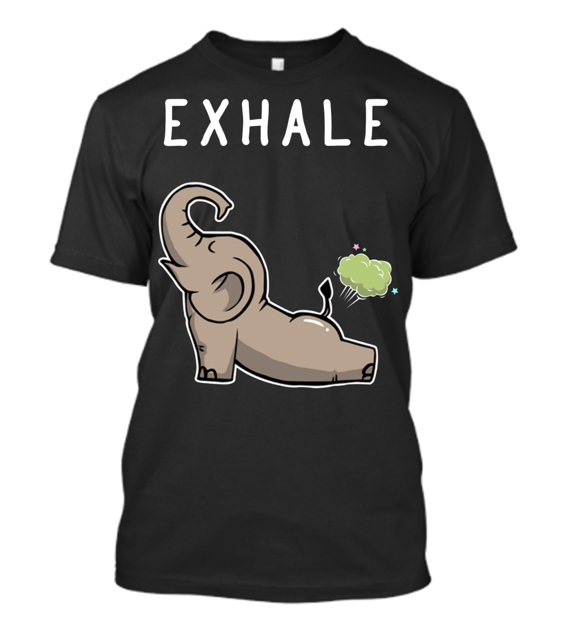 EXHALE Mens Womens Funny Elephant Lovers T-Shirt