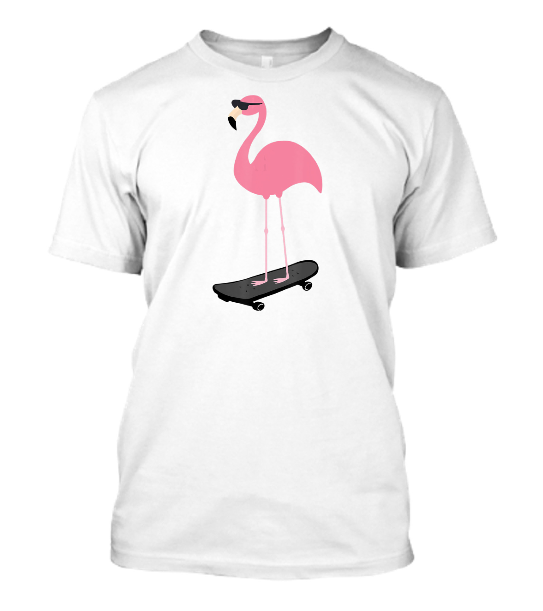 Cool Pink Flamingo Skateboard Sunglasses Bird Pun T-Shirt