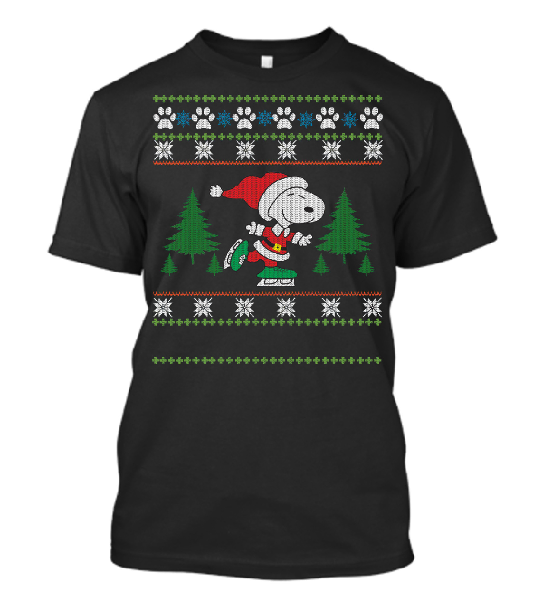 Pattin Xmas Snoopy Ice Skating Christmas Sweater Peanuts Movie T-Shirt