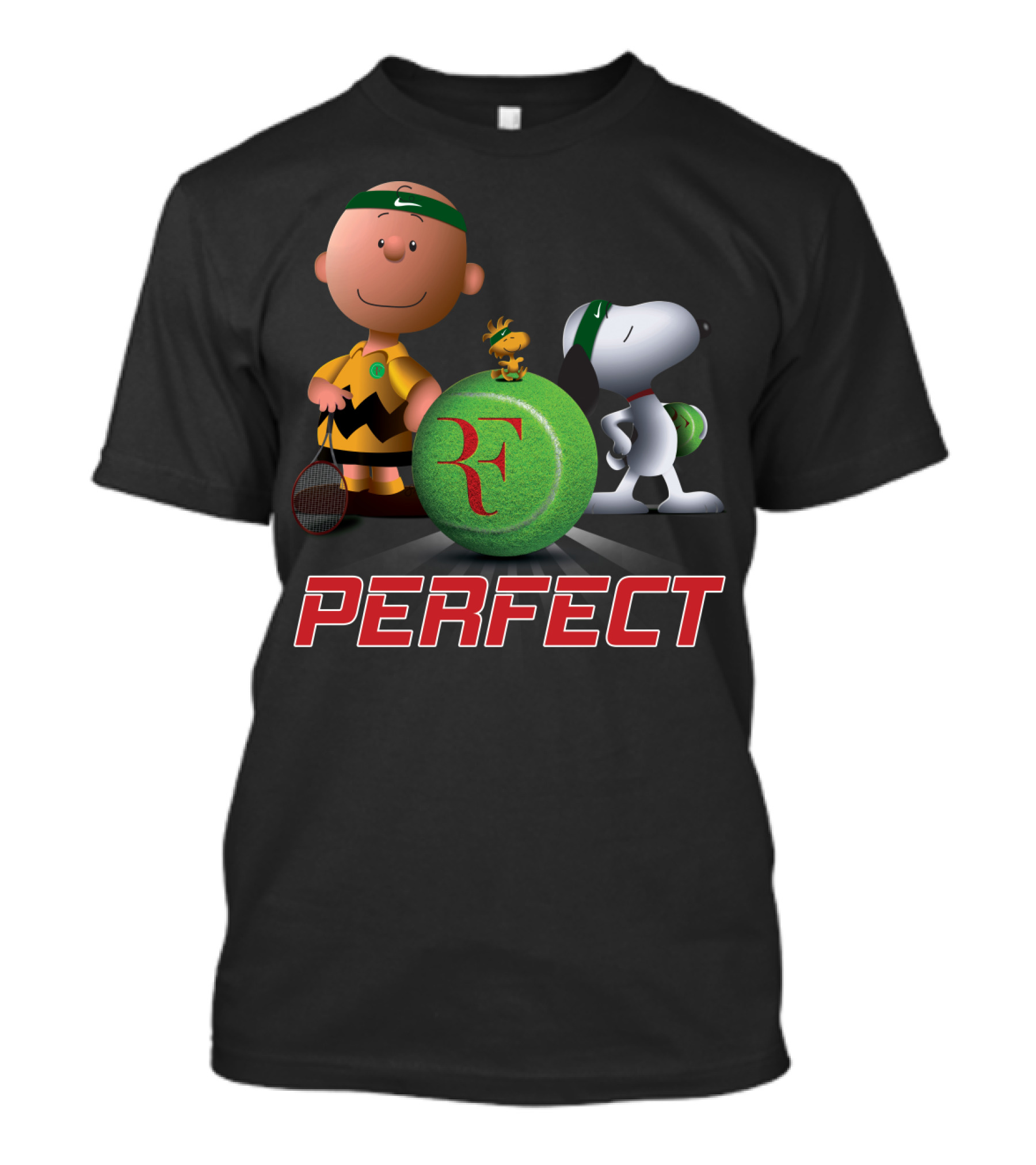 Perfect Roger Federer Tennis Pro Snoopy Charlie Brown Peanuts T-Shirt