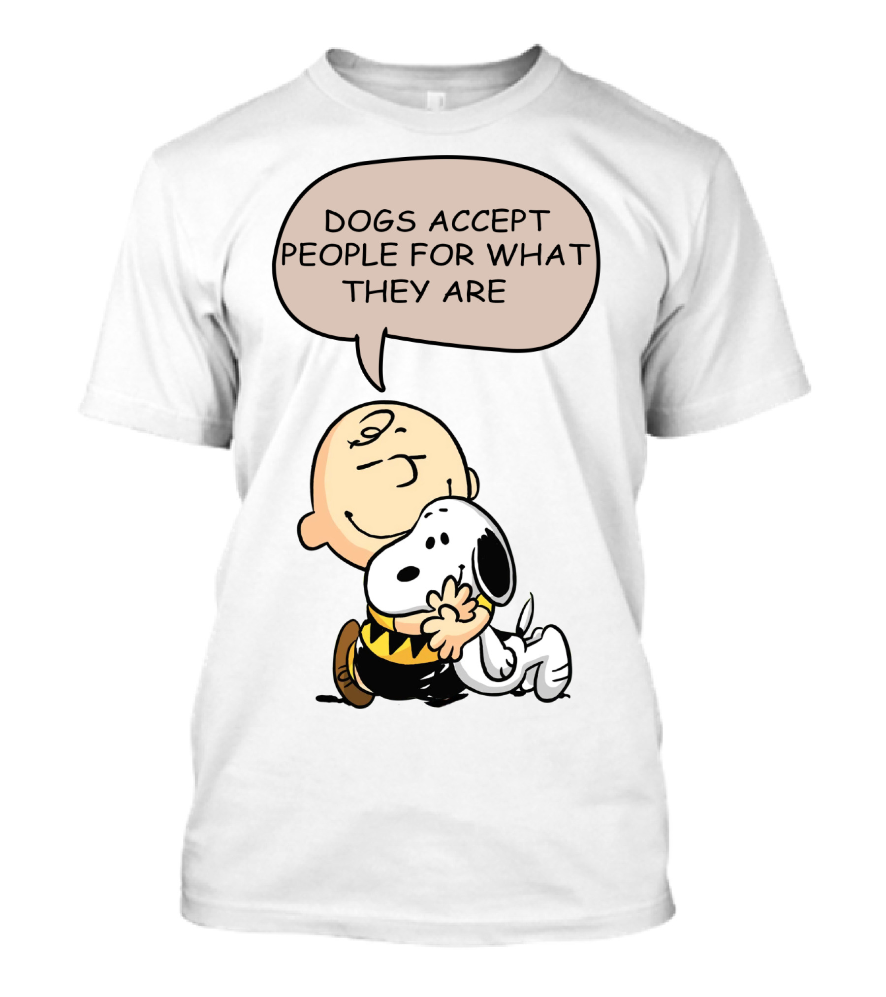 Snoopy Peanuts Dogs Accept People For What They Are Hugging Scene T-Shirt