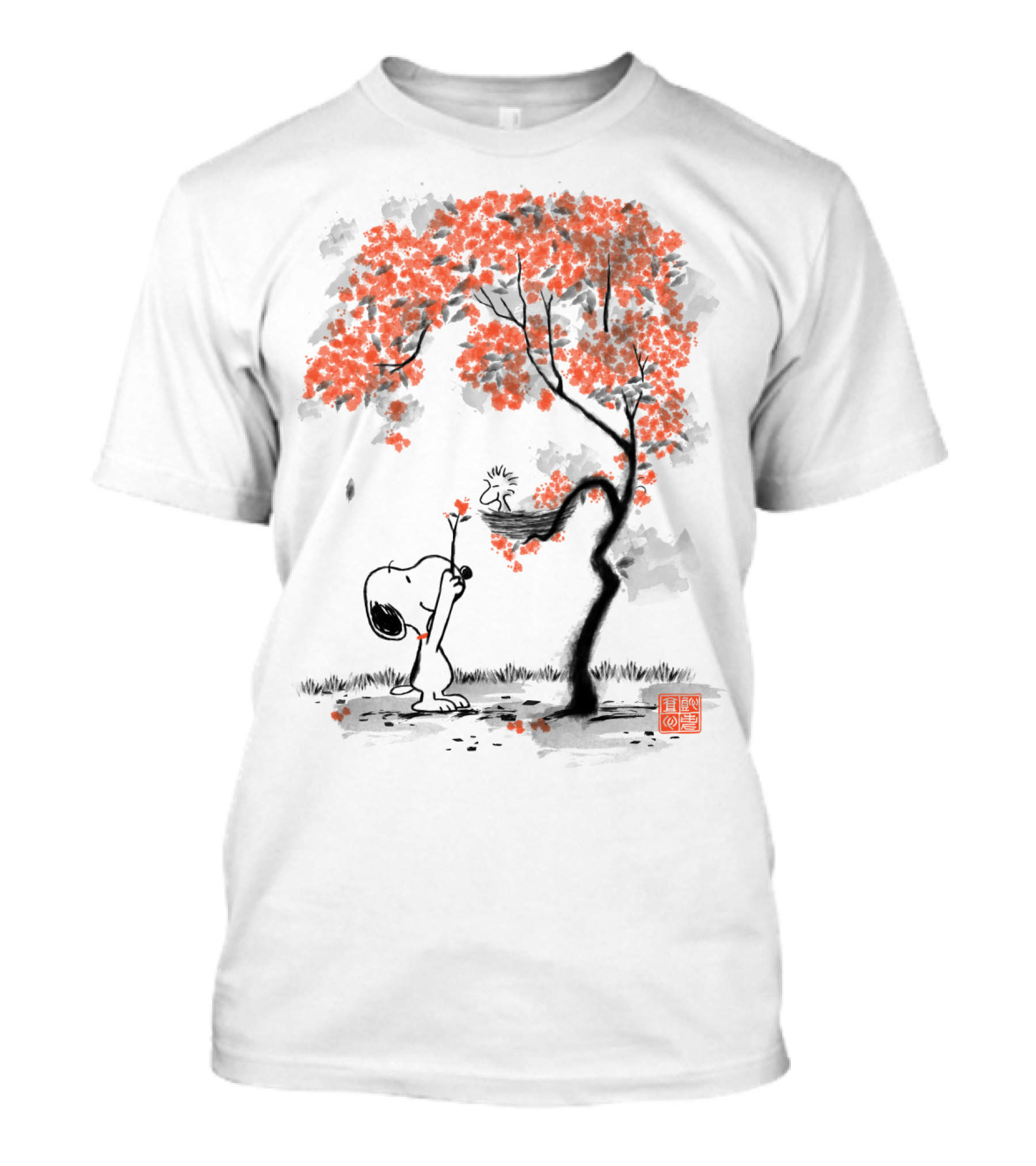 Snoopy Sumi E Tree Japanese Style The Peanuts Movie T-Shirt
