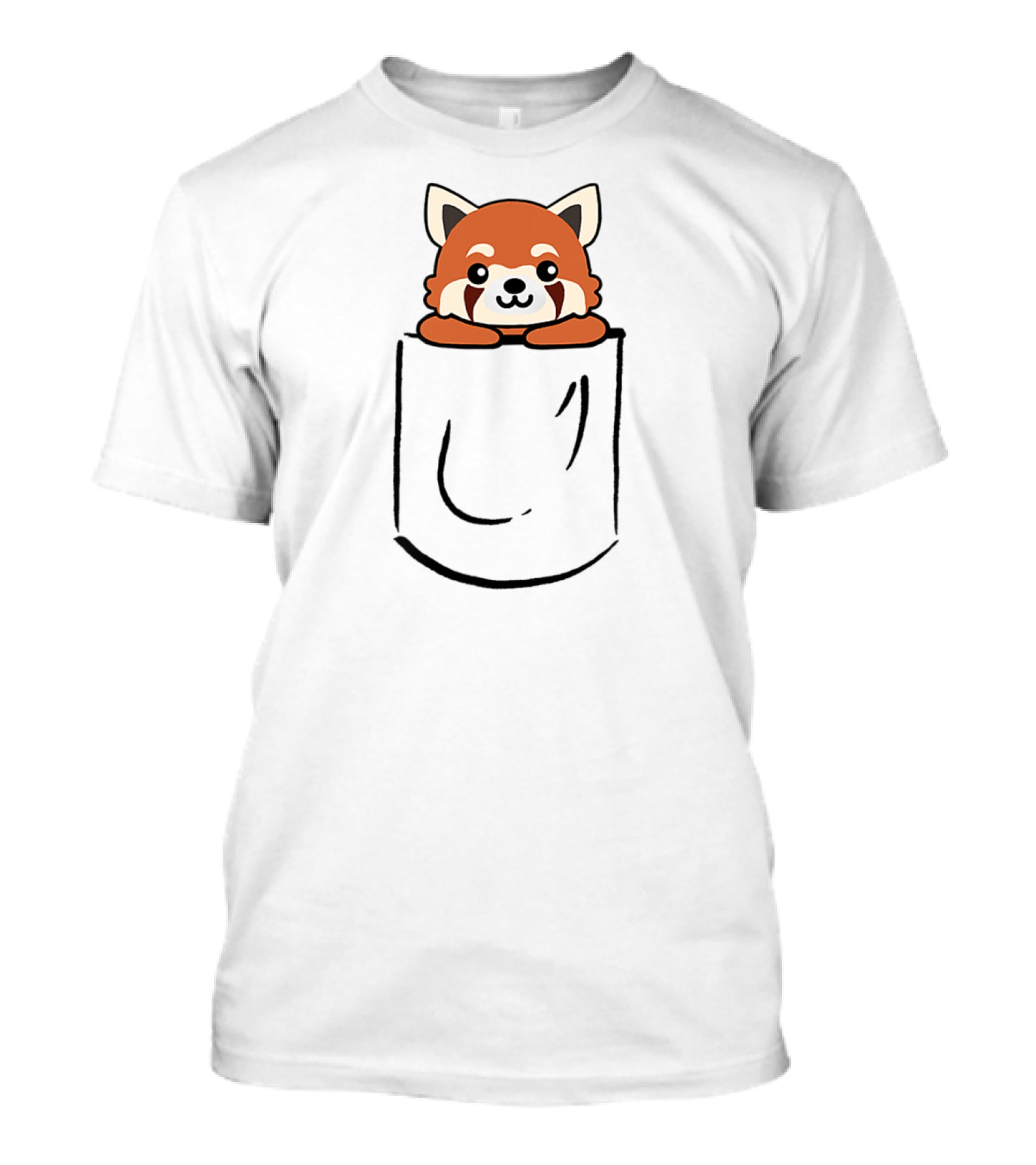 Cute Red Panda Peeking Out Of Pocket T-Shirt