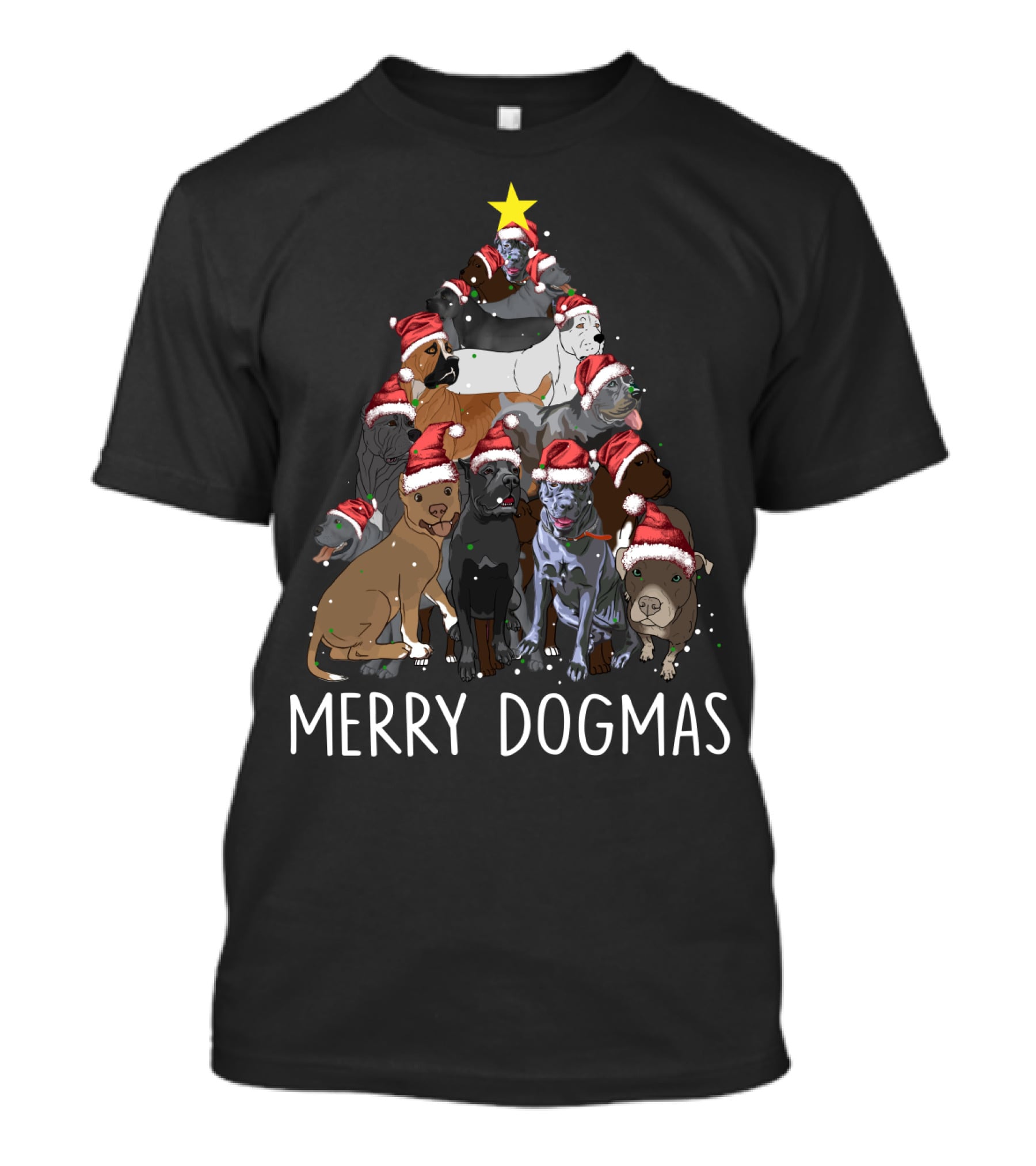 Merry Dogmas Cane Corso Christmas Tree With Santa Hats T-Shirt