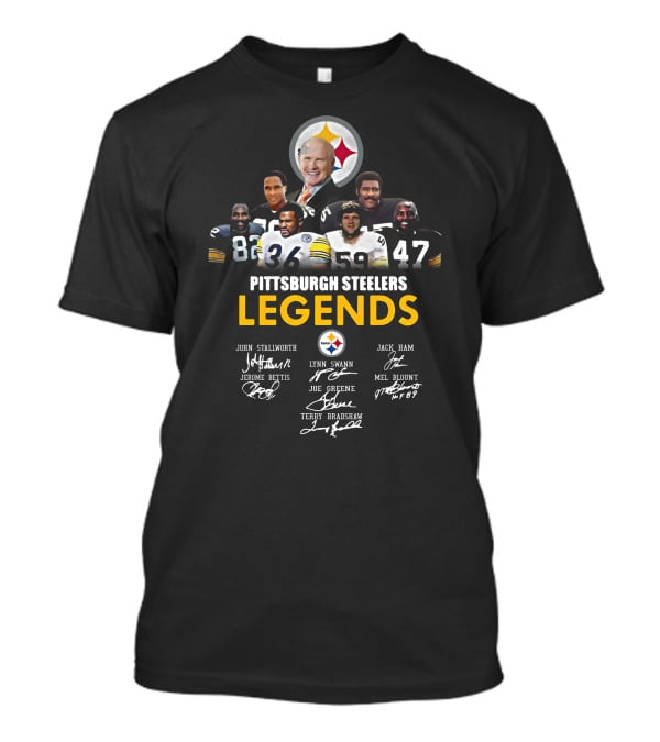 Pittsburgh Steelers Legends John Stallworth Lynn Swann Jerome Bettis Joe Greene Terry Bradshaw Jack Ham Mel Blount Signatures T-Shirt