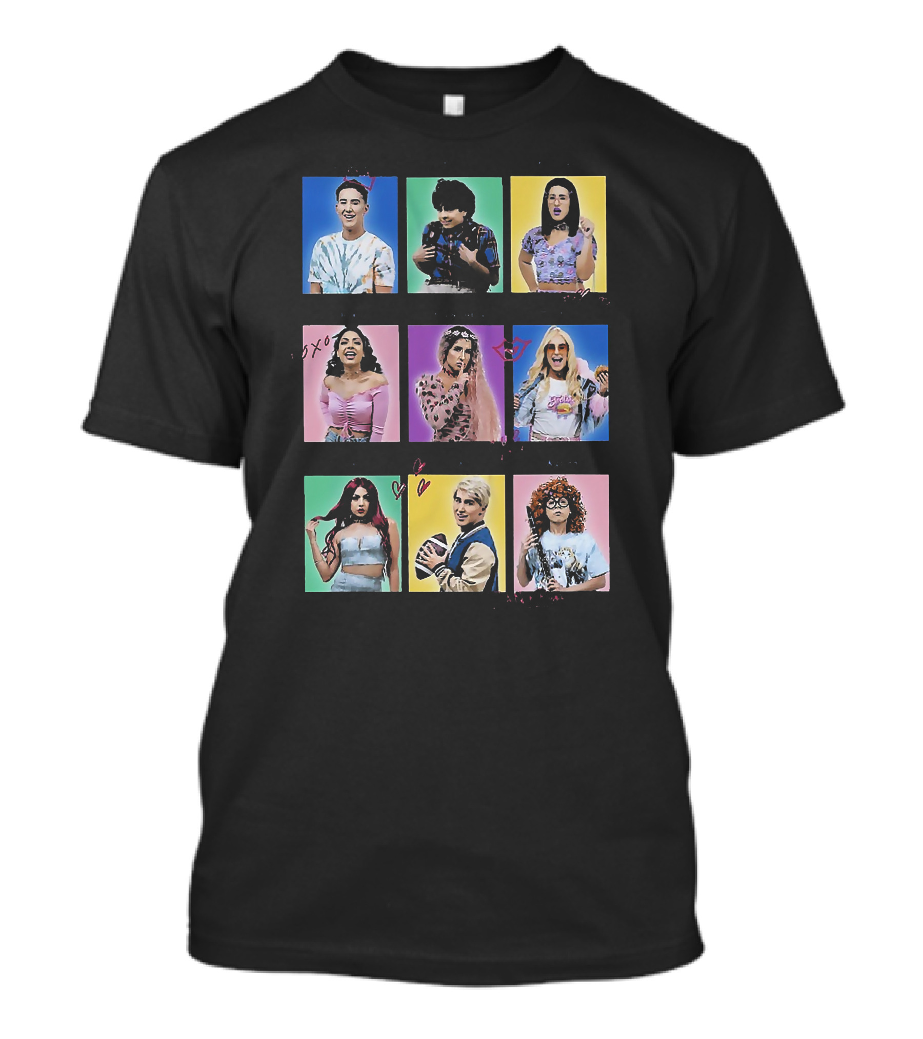 Bvh Varsity Colorful Iconic Characters Collage T-Shirt