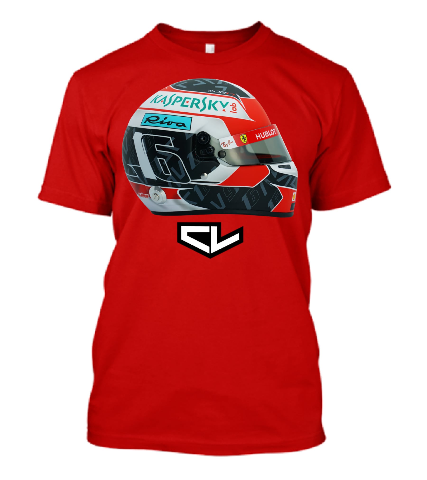 Kaspersky Riva Hublot Ferrari F1 Helmet CL Charles Leclerc 16 T-Shirt