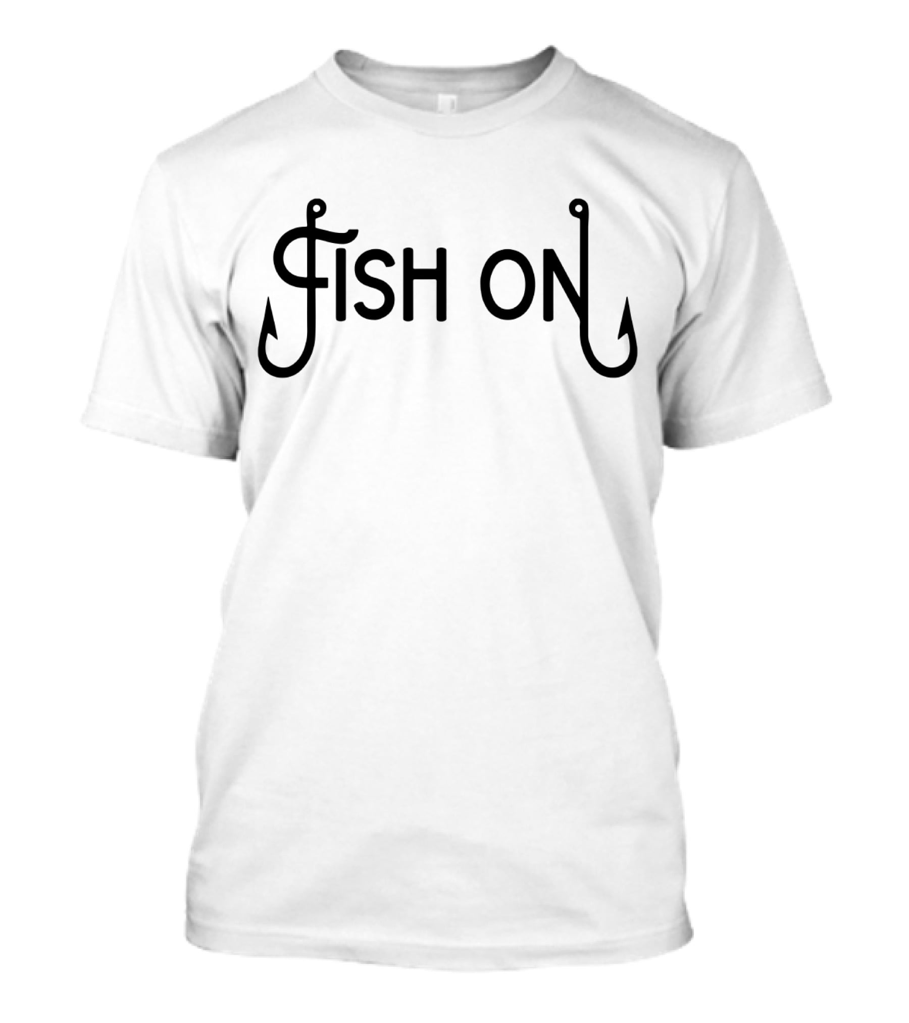 Fish On Fishing Hook Typography T-Shirt