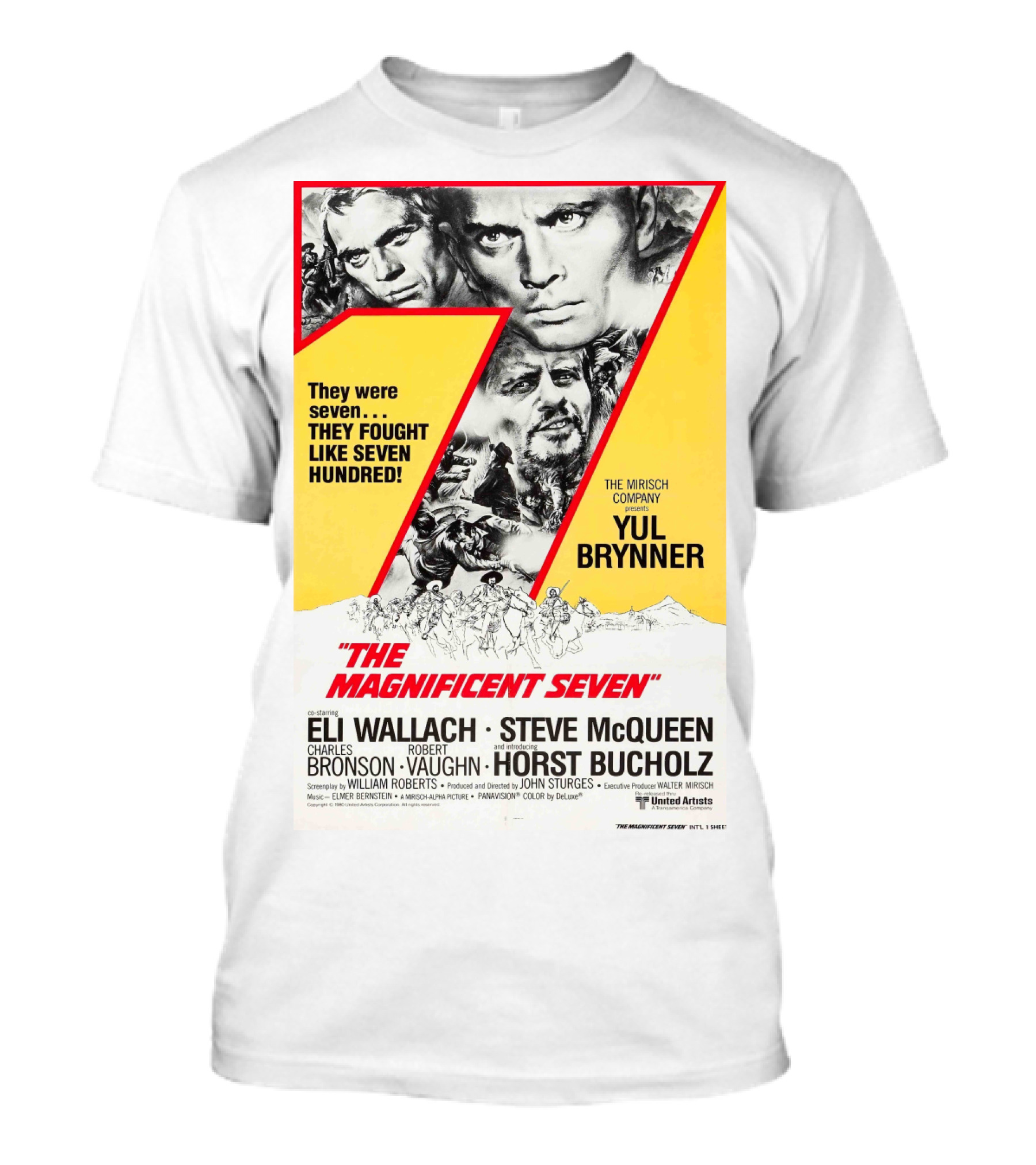 The Magnificent Seven 1960 Yul Brynner Steve McQueen Eli Wallach Charles Bronson Robert Vaughn Horst Buchholz T-Shirt