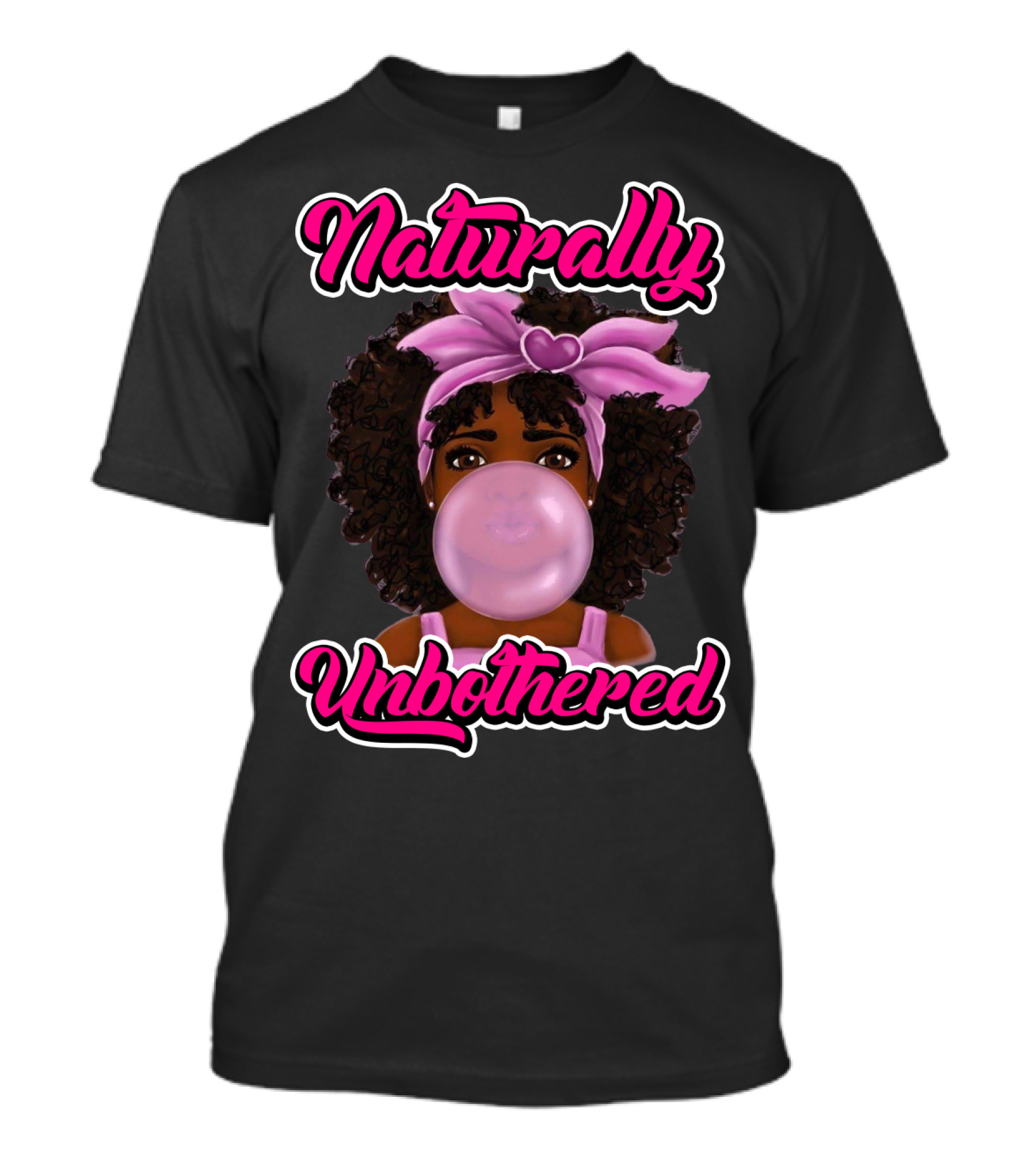 Naturally Unbothered Pink Headband Bubble Gum Afro T-Shirt