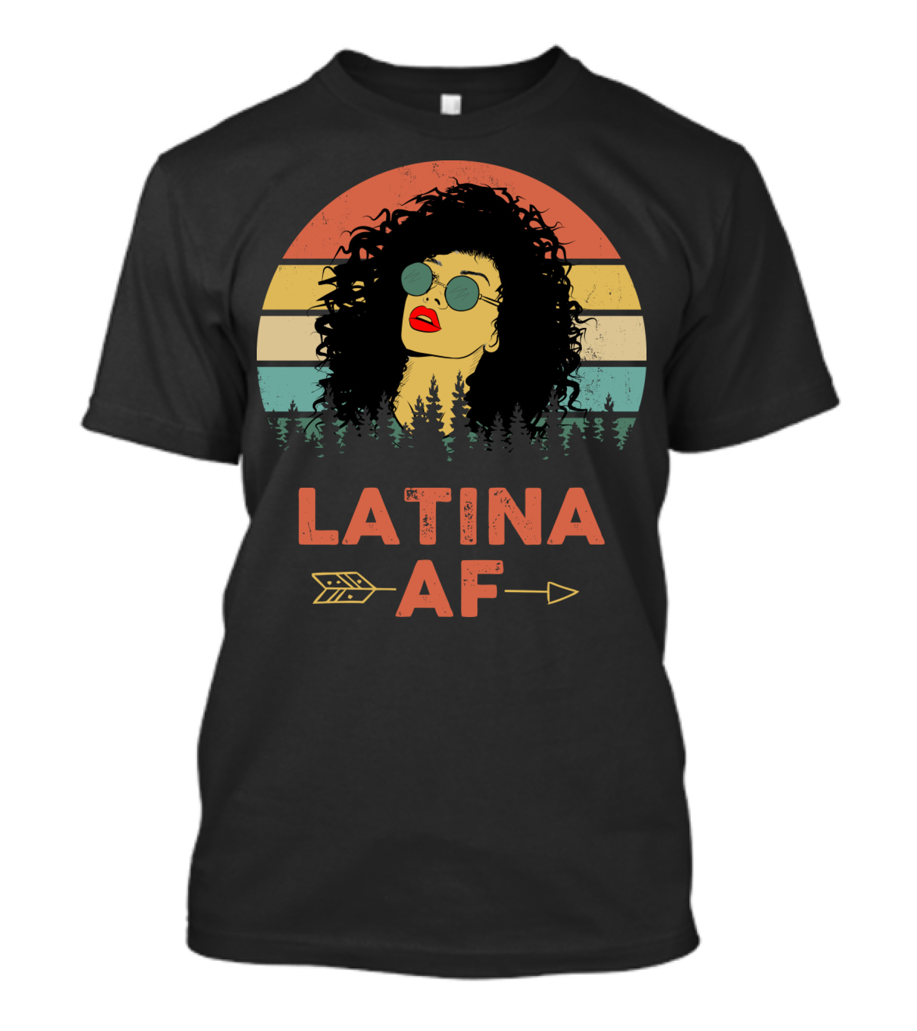 LATINA AF Retro Sunset With Stylized Woman And Arrow T-Shirt