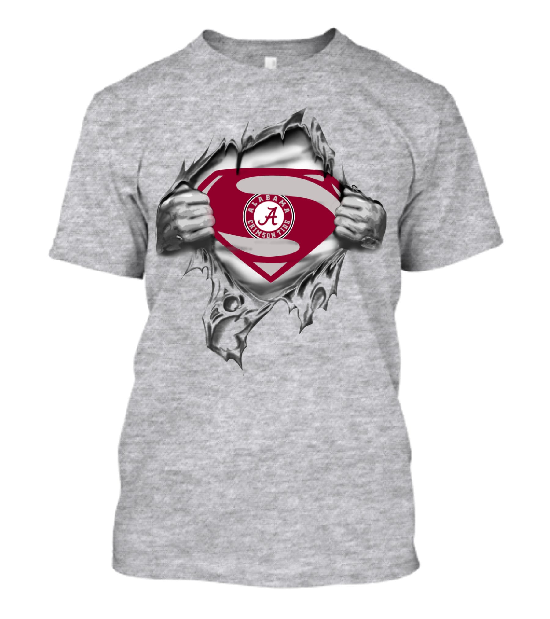 Alabama Crimson Tide Superhero Logo Rip T-Shirt