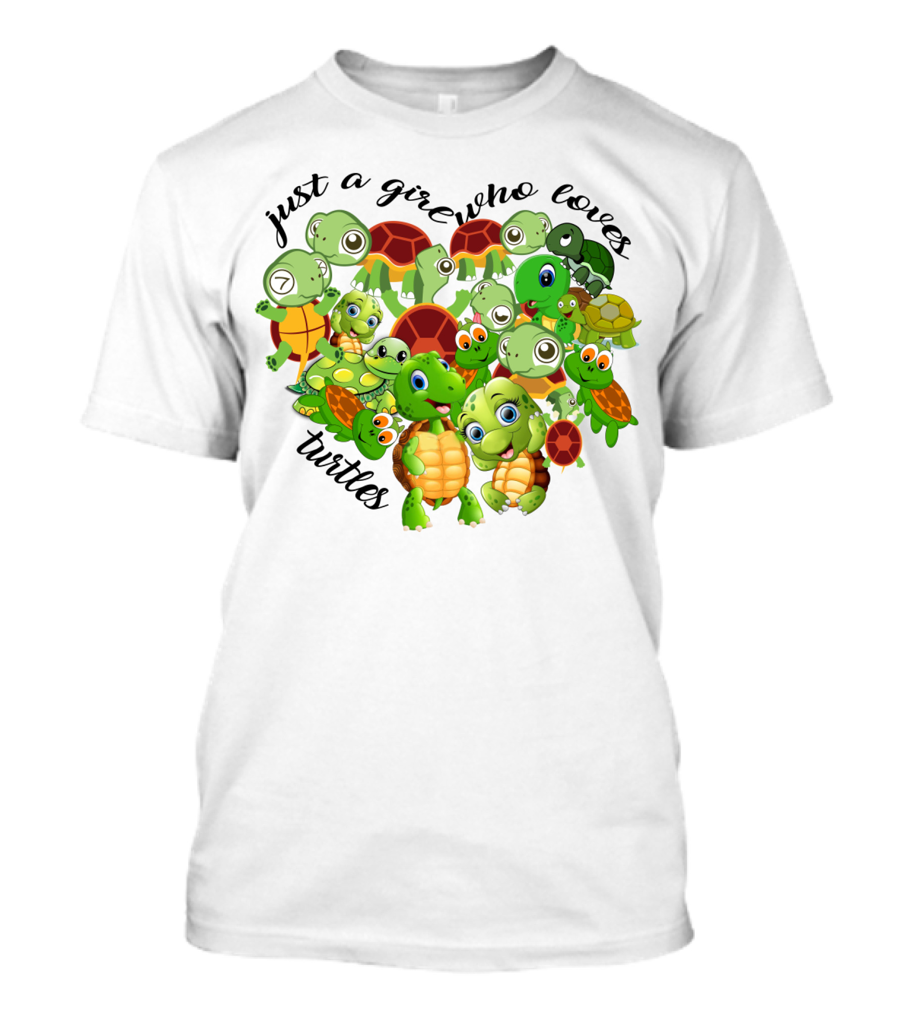 Just A Girl Who Loves Turtles Cute Cartoon Turtle Collection T-Shirt