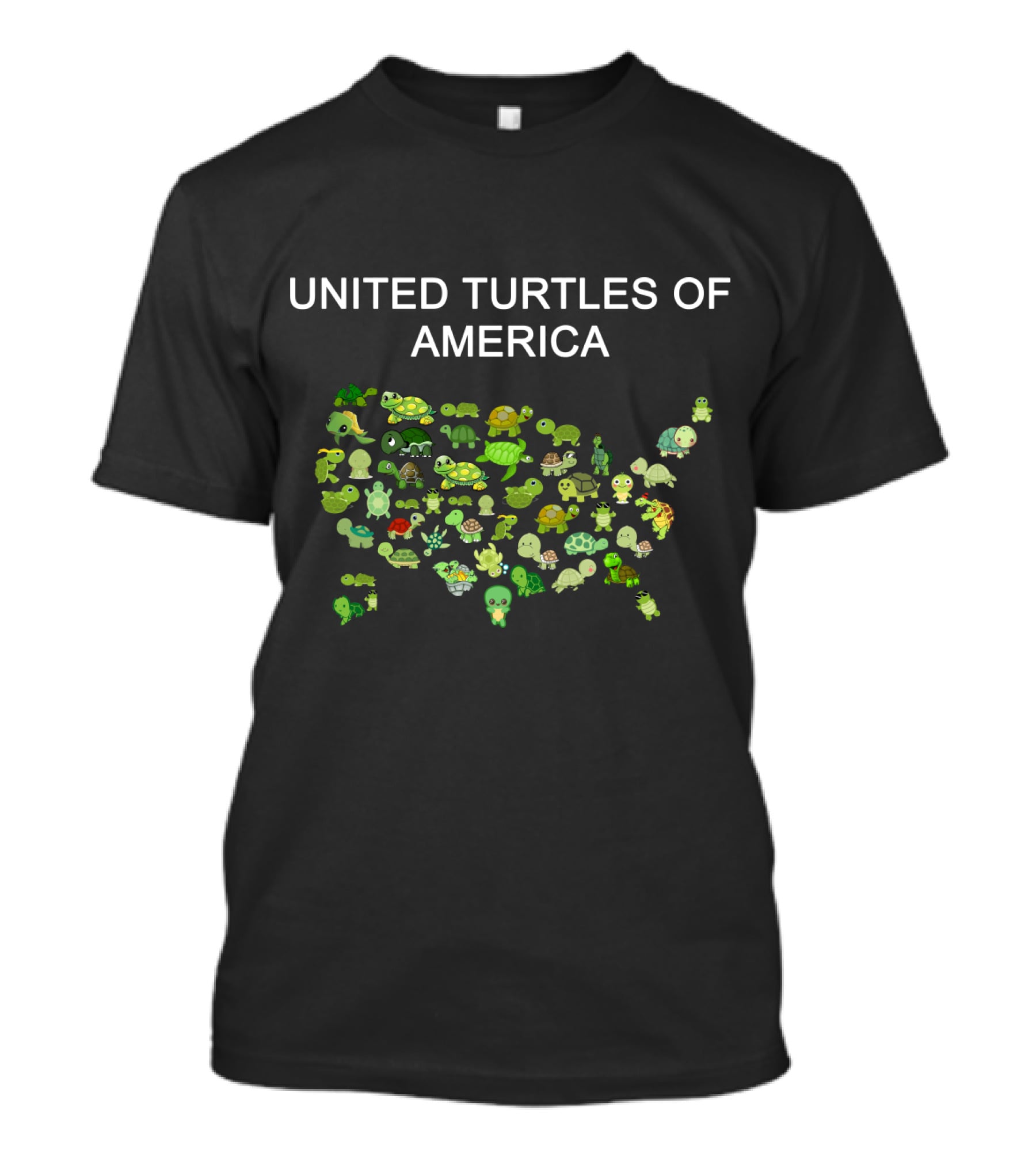 United Turtles Of America Map Illustrating Diverse Turtle Characters T-Shirt