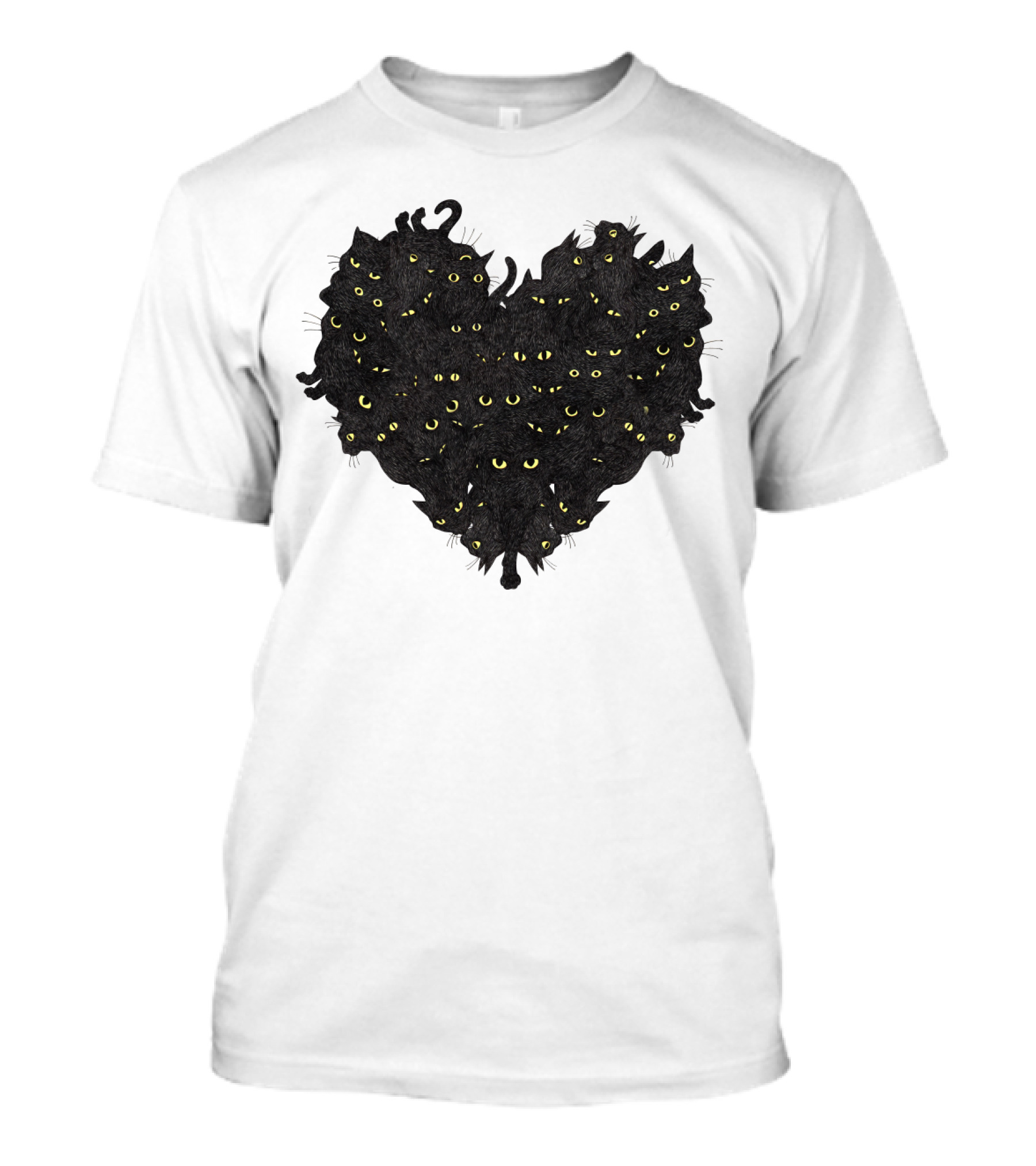 Cats Heartful Black Cats Yellow Eyes T-Shirt