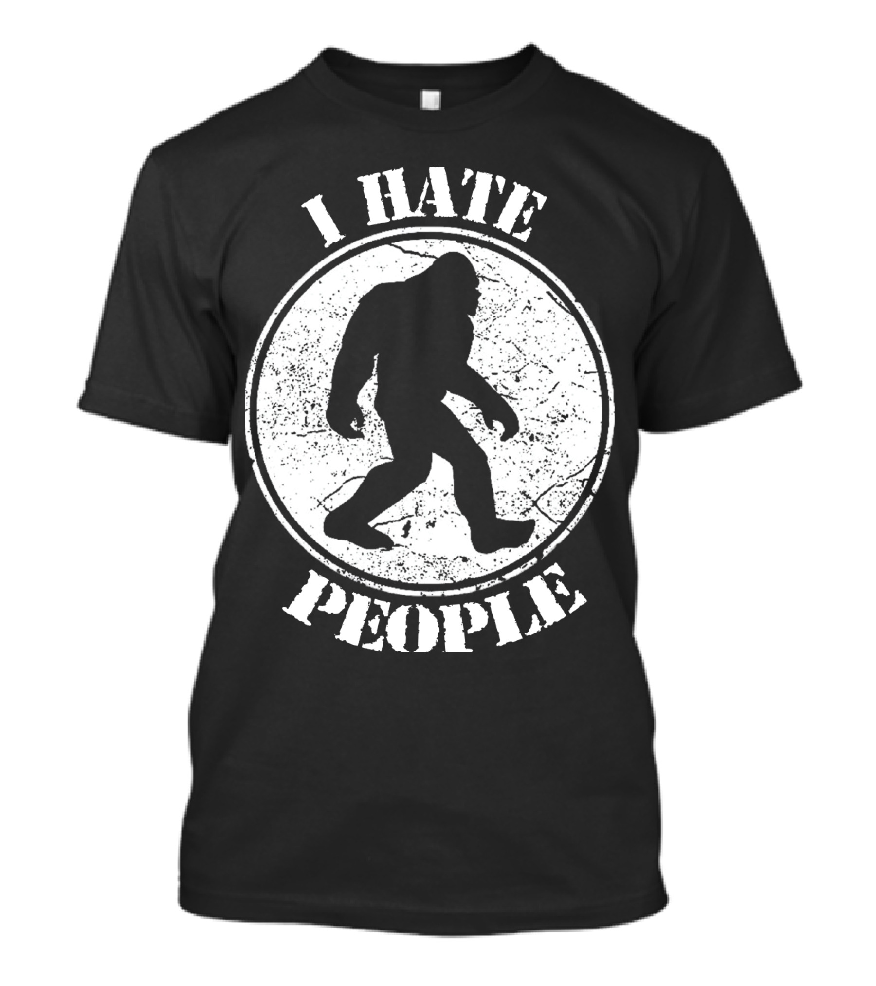 I Hate People Bigfoot Silhouette Walking In Circle T-Shirt