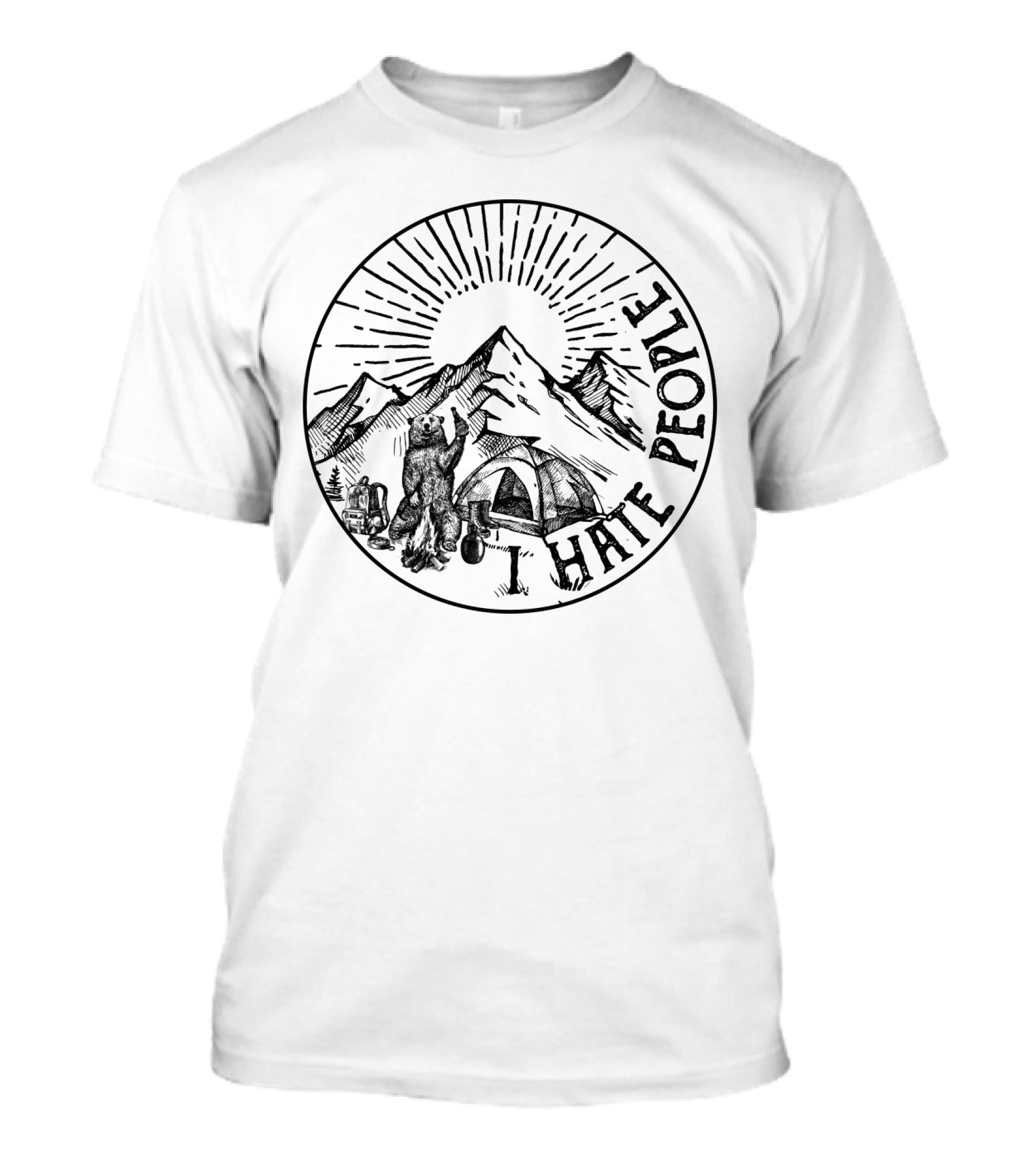 Bear Camping Mountains Hate People T-Shirt