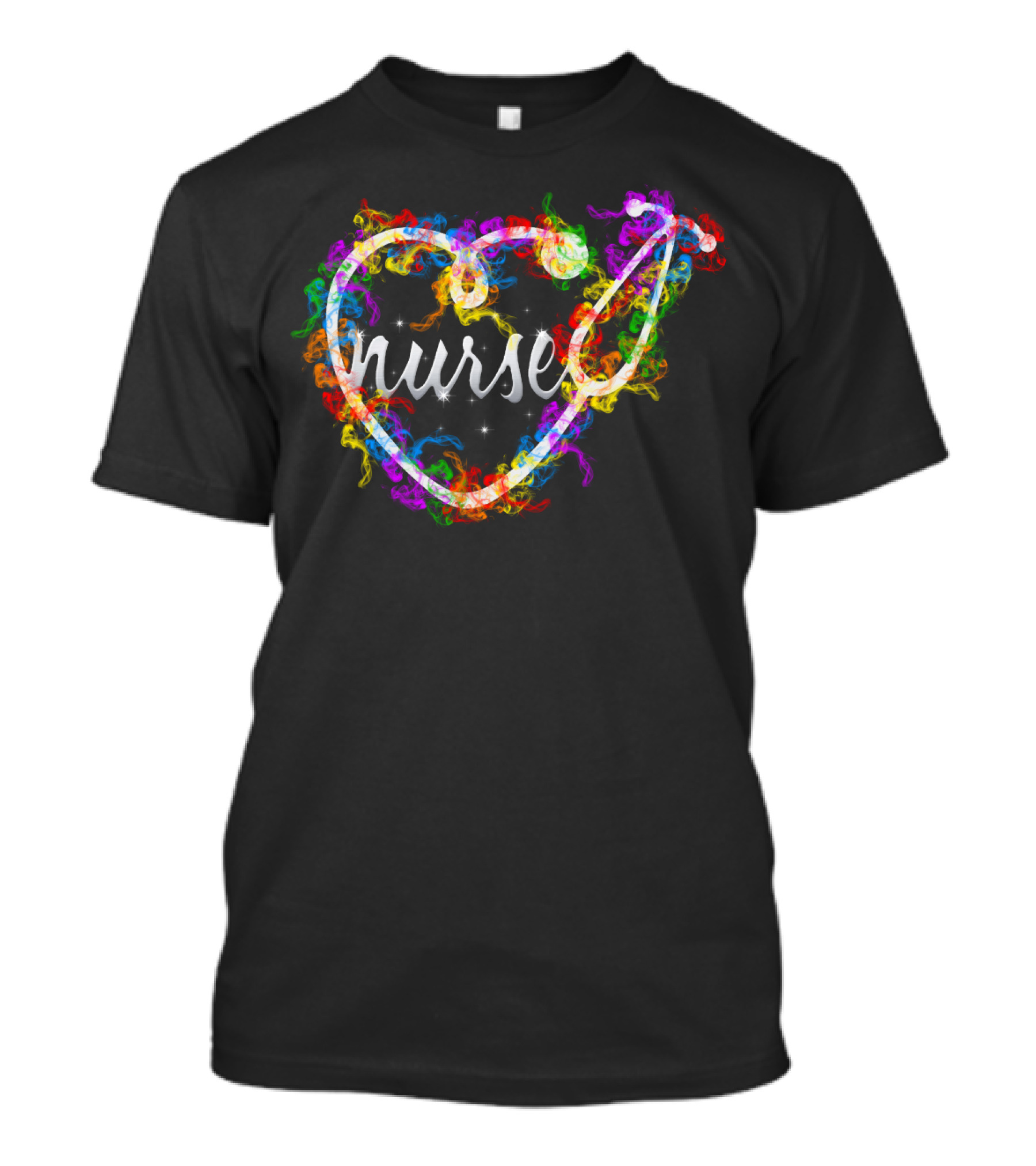 Nurse Heart Stethoscope Colorful Smoke T-Shirt
