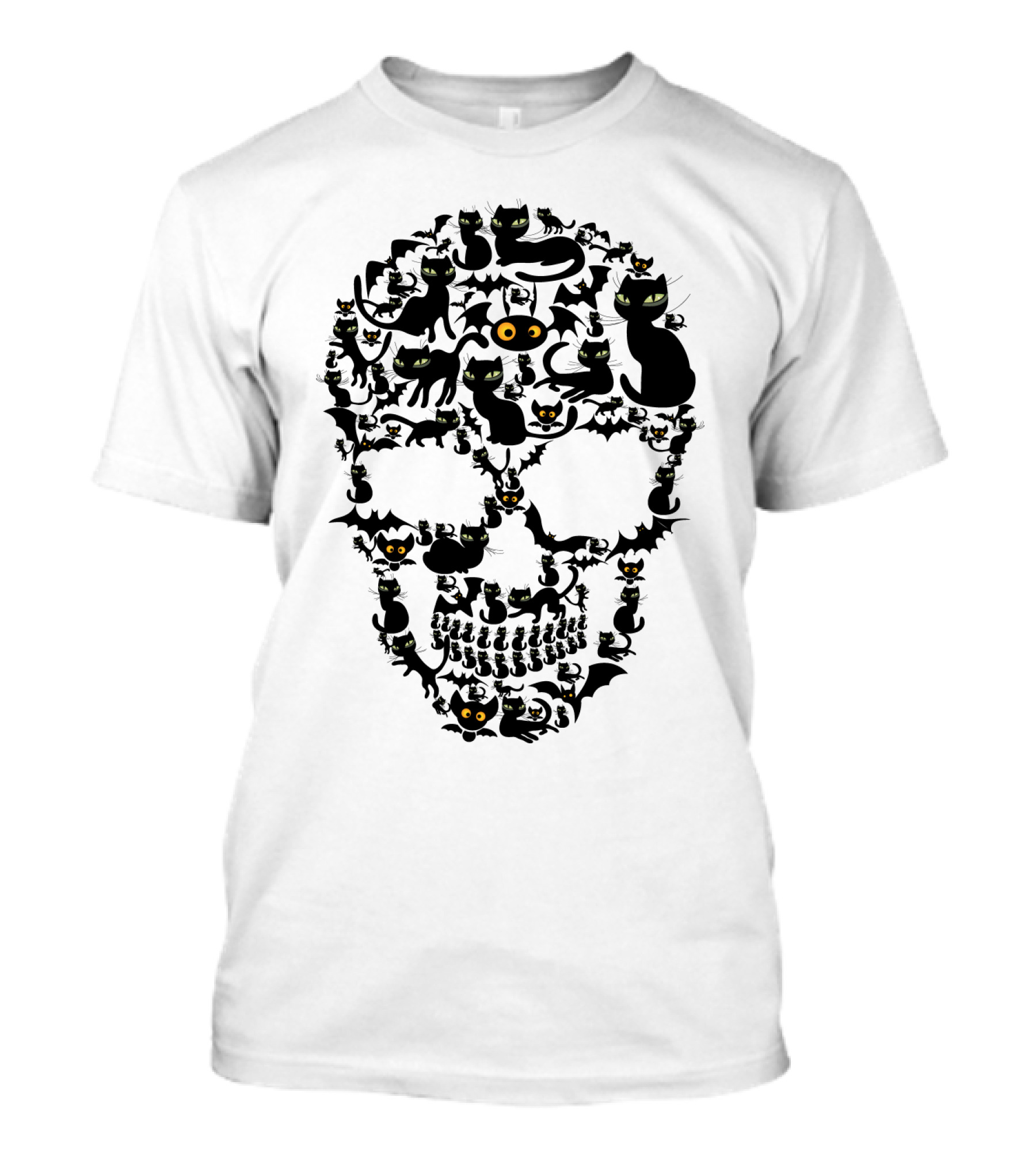 Skull Cats Black Cats And Bats Pattern SK01 T-Shirt