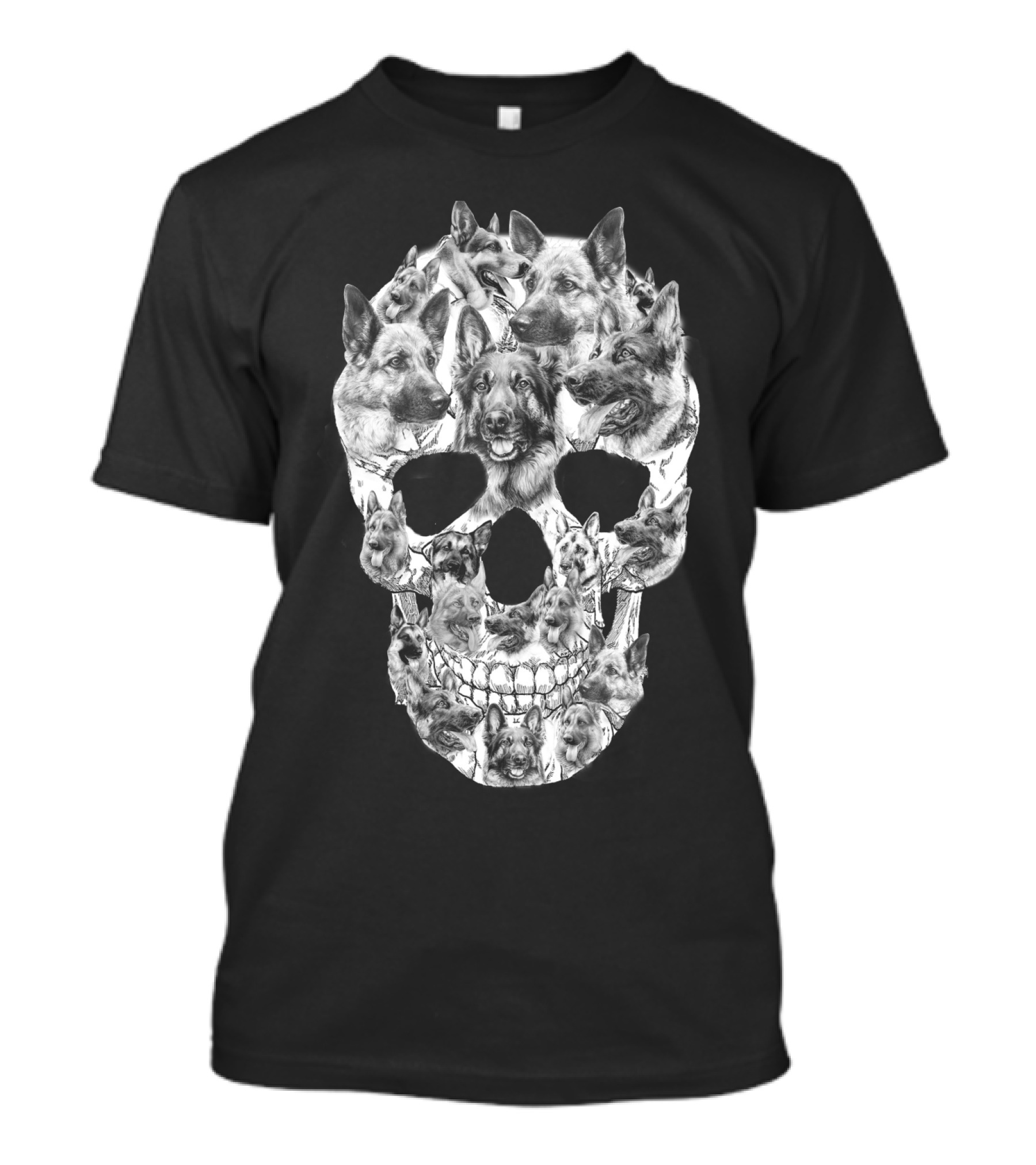 German Shepherd Skull Art Collage T-Shirt