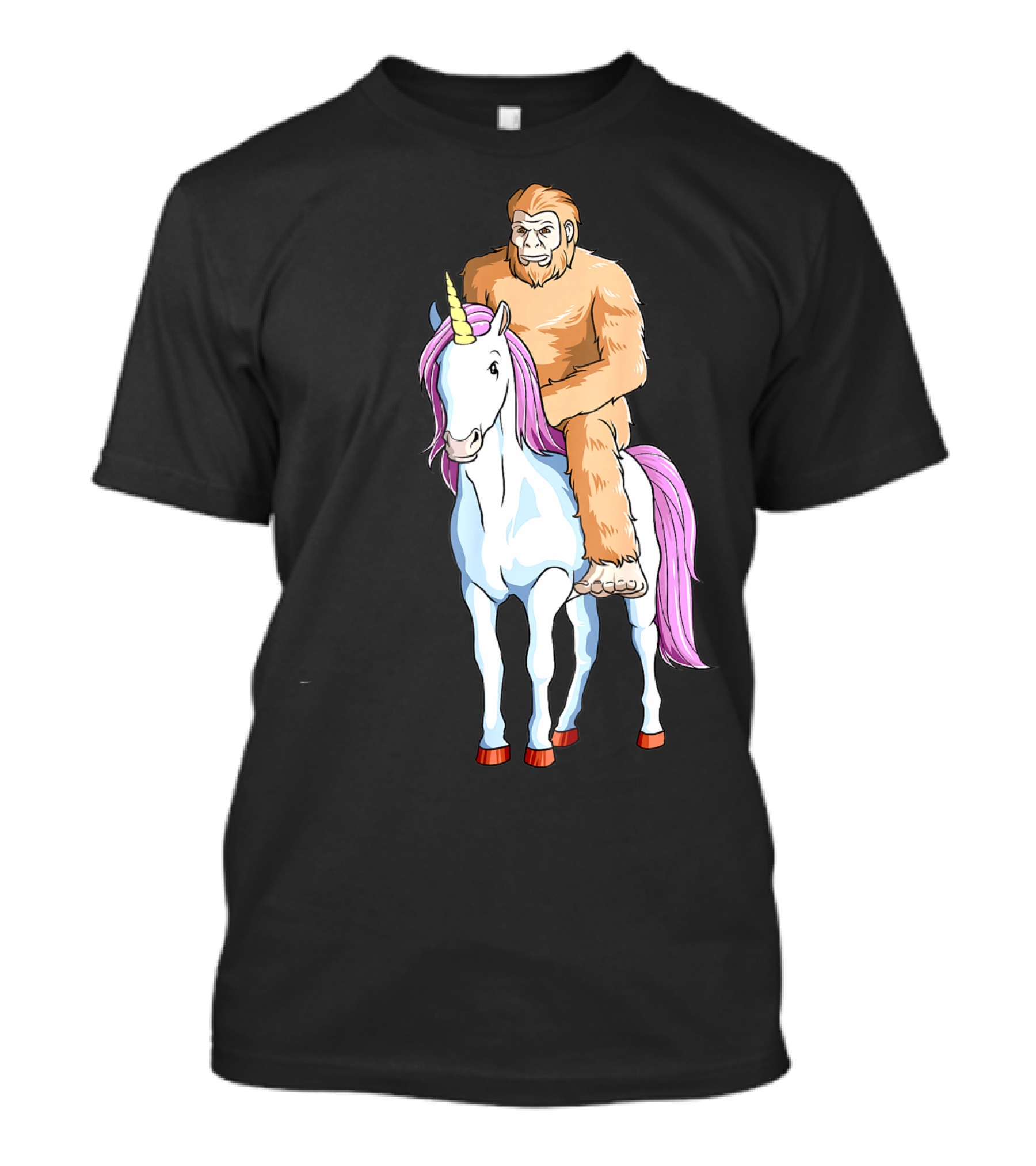 Bigfoot Sasquatch Riding Unicorn Mythical Creature Adventure T-Shirt