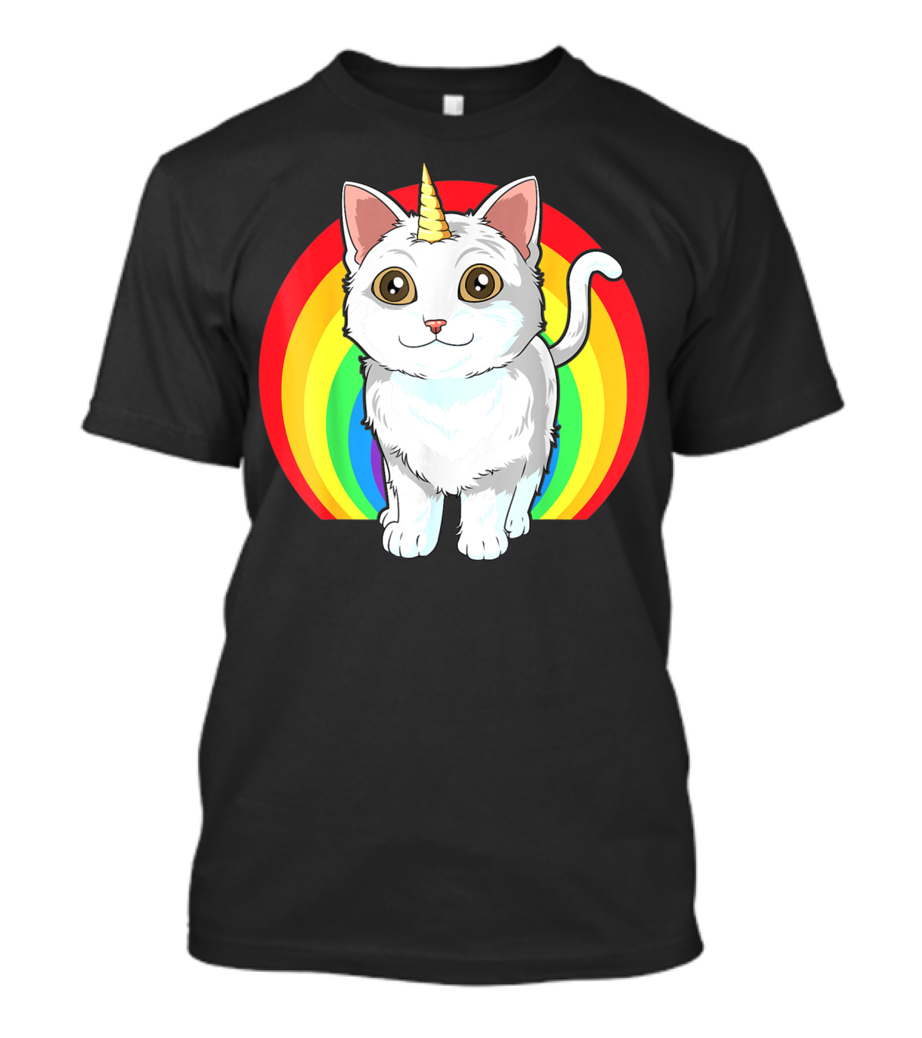 Rainbow Cat Unicorn Horn Kitten T-Shirt