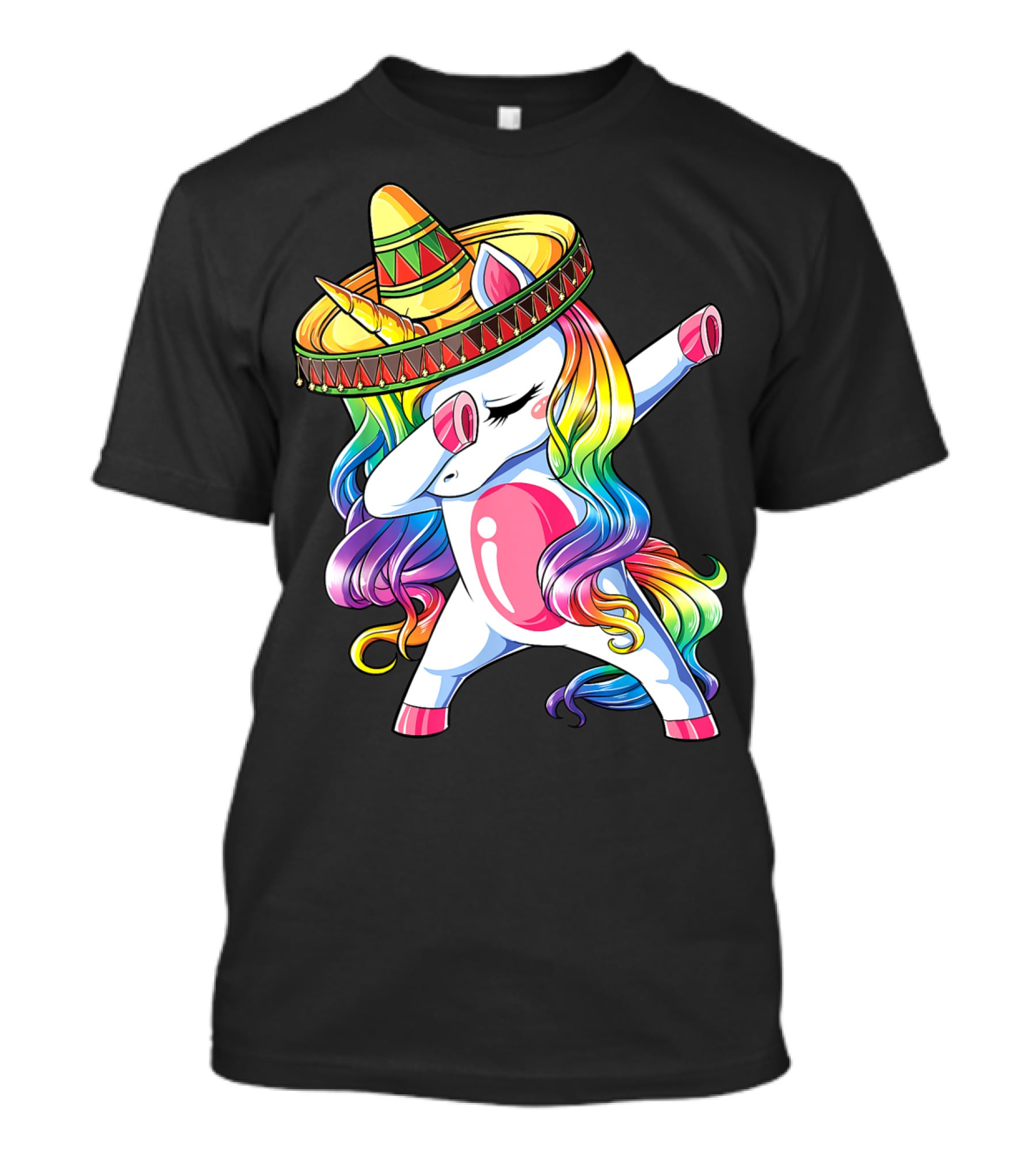 Funny Dabbing Unicorn Rainbow Sombrero Cinco De Mayo Women T-Shirt