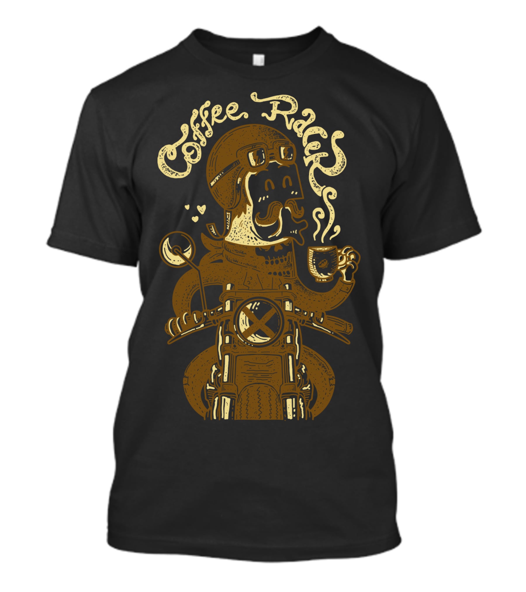 Coffee Racer Motorcycle Hipster Drinking Coffee T-Shirt