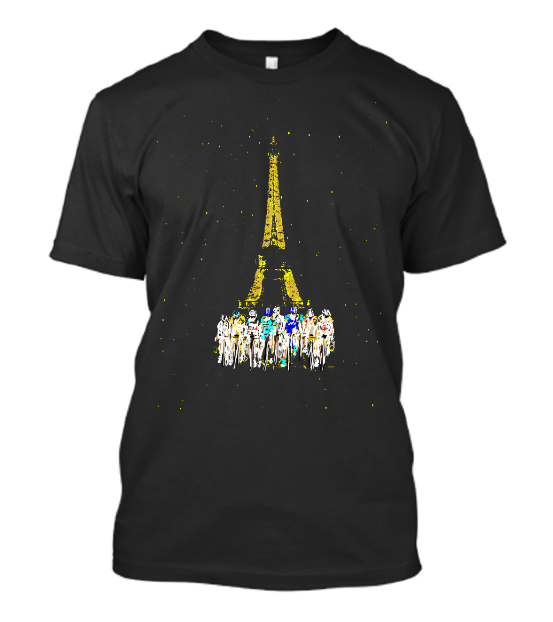 Eiffel Tower Paris Cyclists Night Scene T-Shirt
