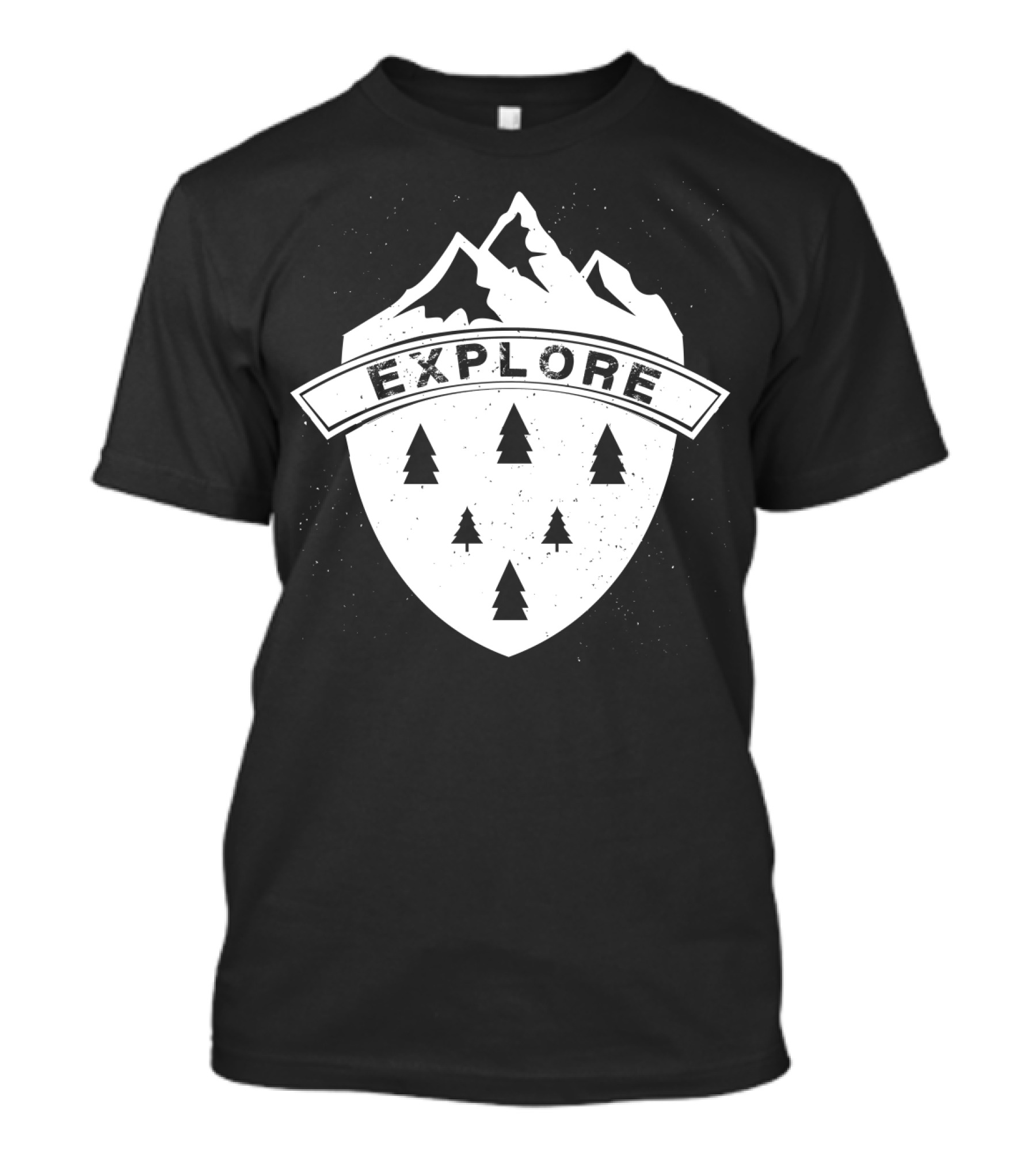 Explore The Great Outdoors Mountains Trees Badge T-Shirt